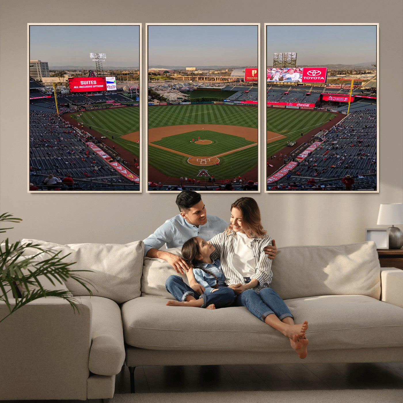 MGV-FC-60X30-3P - Los Angeles Angels Baseball Canvas Print - Anaheim Angel Stadium Wall Art Canvas Print