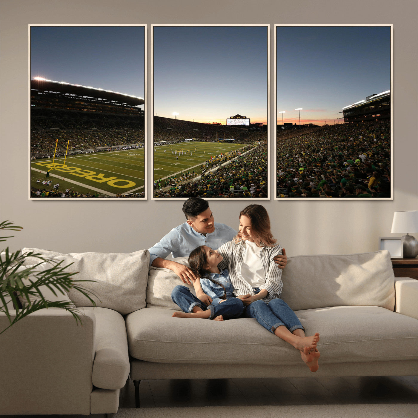 MGV-FC-60X30-3P - Oregon Ducks Football Team Print - Eugene Autzen Stadium Wall Art Canvas Print