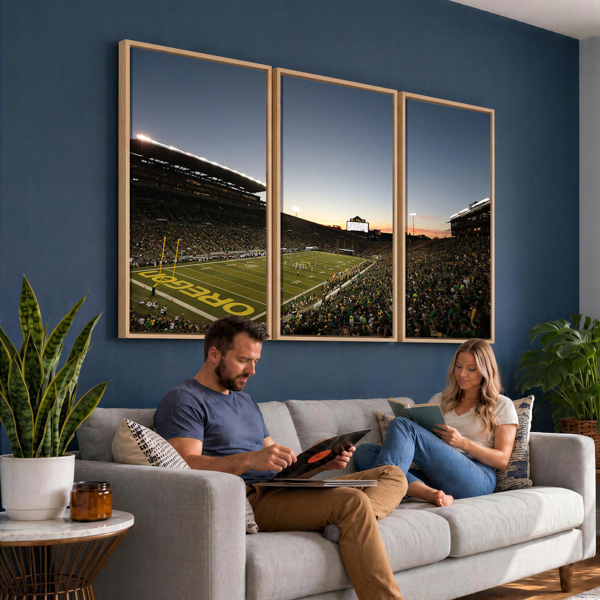 21429-MGV-CV-36X24 - Oregon Ducks Football Team Print - Eugene Autzen Stadium Wall Art Canvas Print