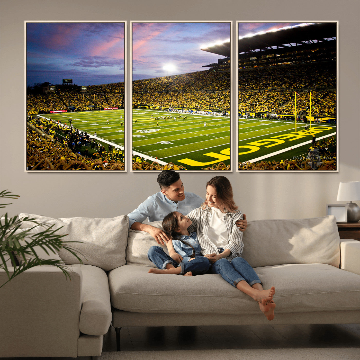 MGV-FC-60X30-3P - University of Oregon Ducks Football Team Print - Eugene Autzen Stadium Wall Art Canvas Print