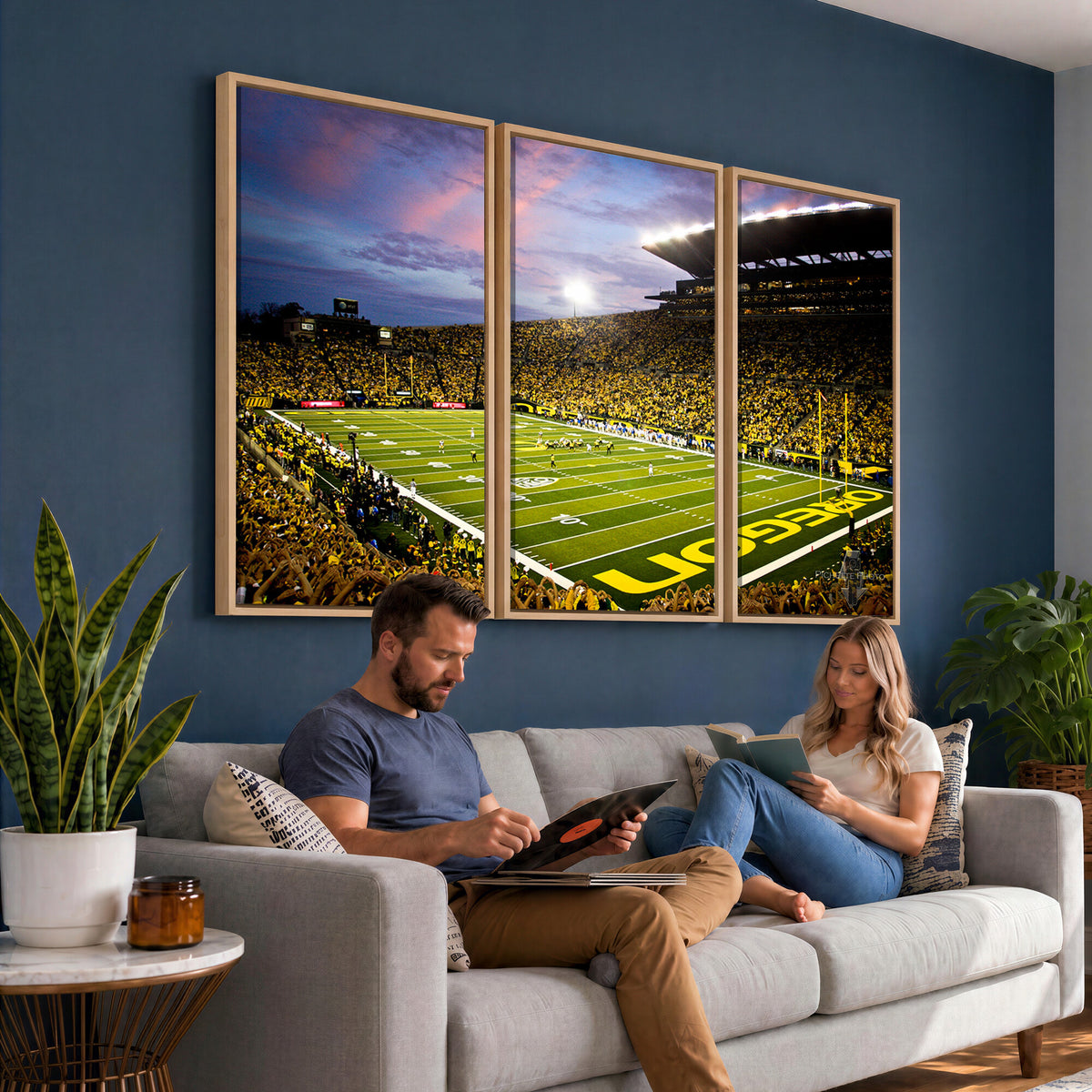 72017-MGV-CV-36X24 - University of Oregon Ducks Football Team Print, Eugene, Framed and Ready to Hang
