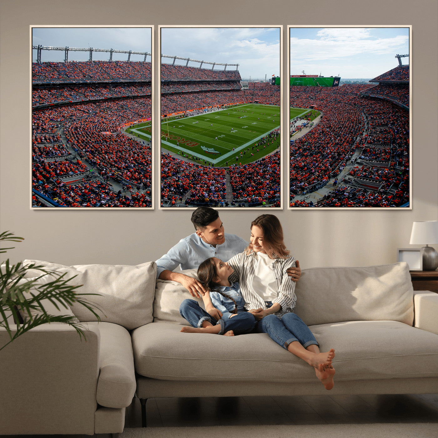 MGV-FC-60X30-3P - Denver Broncos Football Team Print - Empower Field Mile High Stadium Wall Art Canvas Print