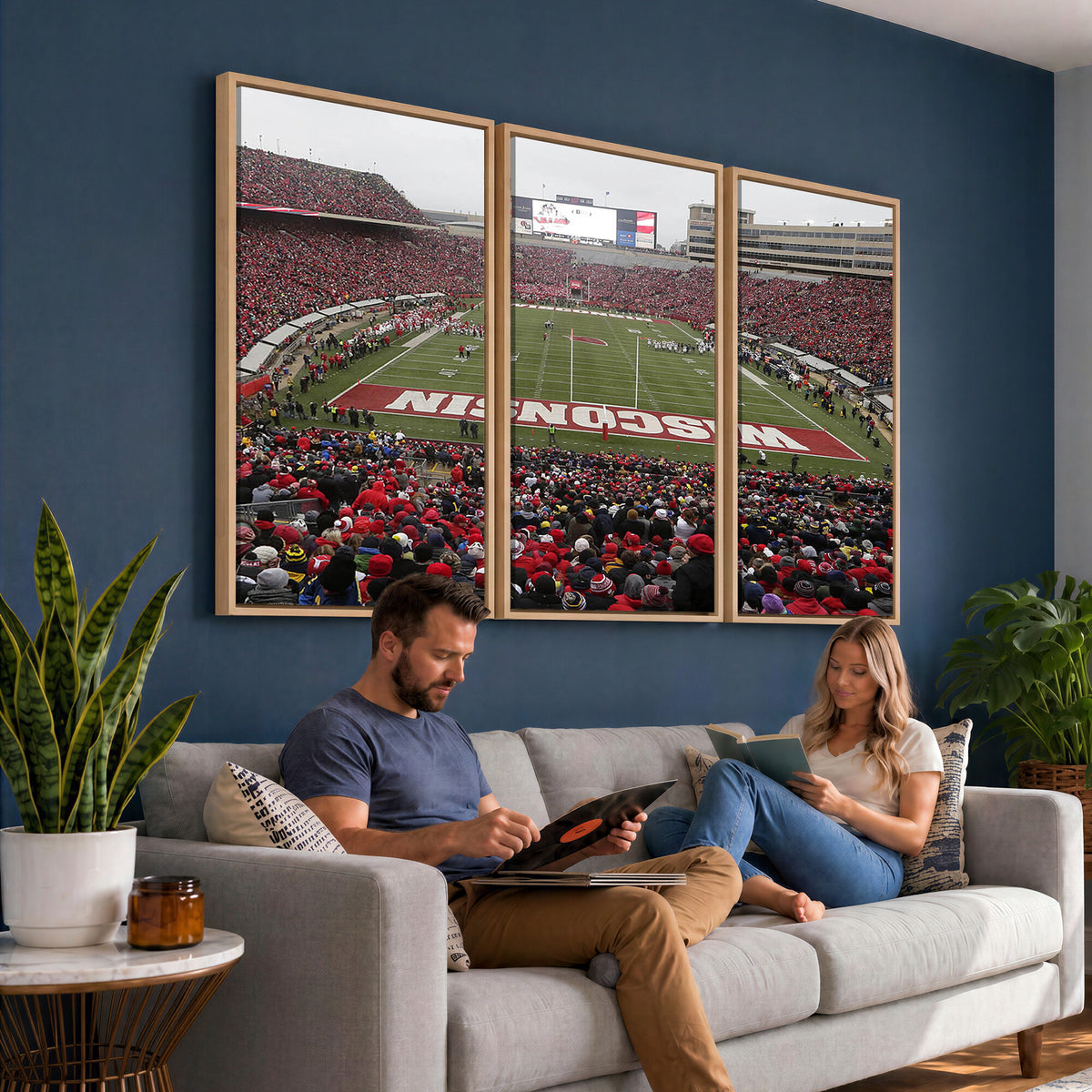 23461-MGV-CV-36X24 - Wisconsin Badgers Team Print Canvas, Madison Camp Randall Stadium Wall Art