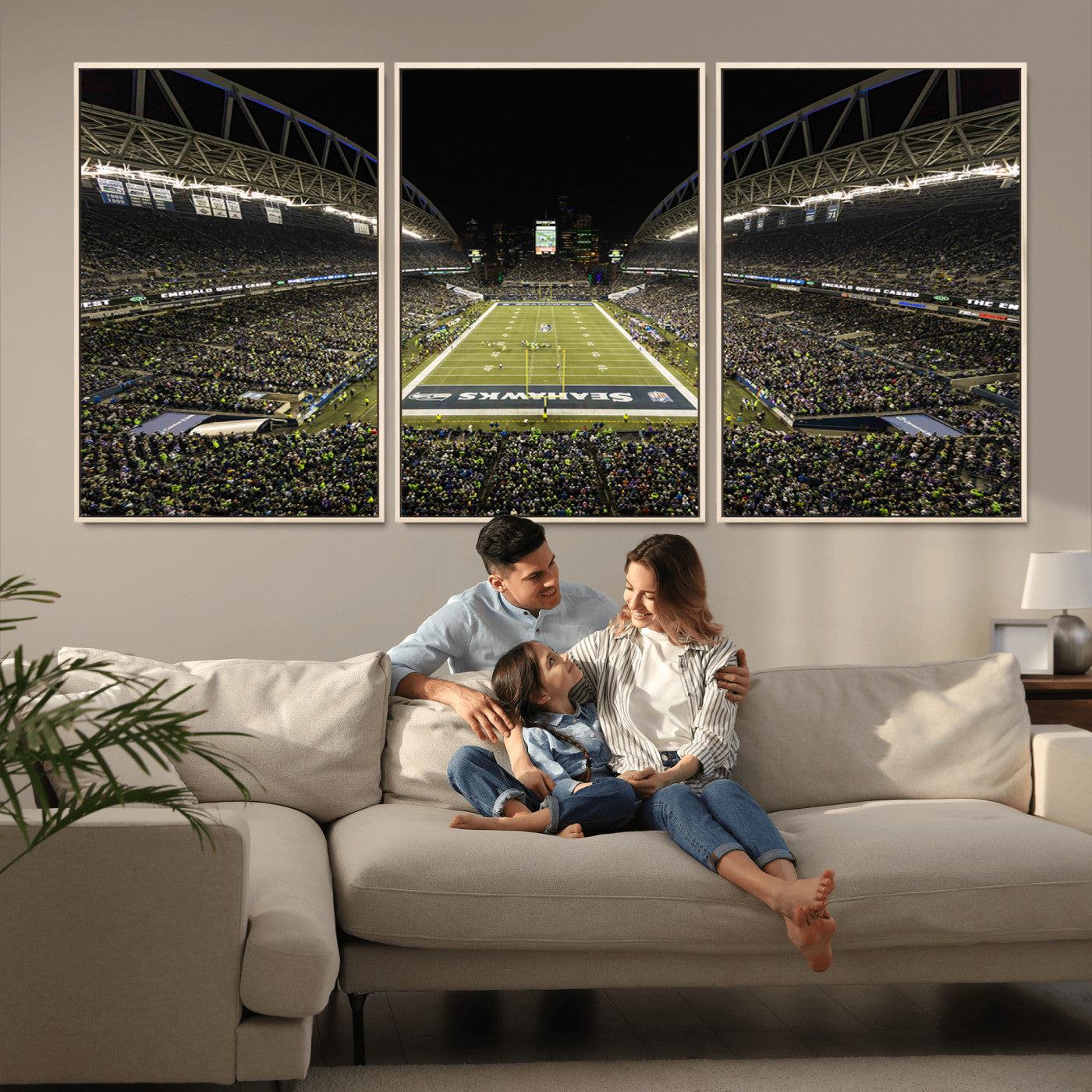 MGV-FC-60X30-3P - Seattle Seahawks Football Team Print Wall Art - Seattle Century Link Field Stadium Wall Art Canvas