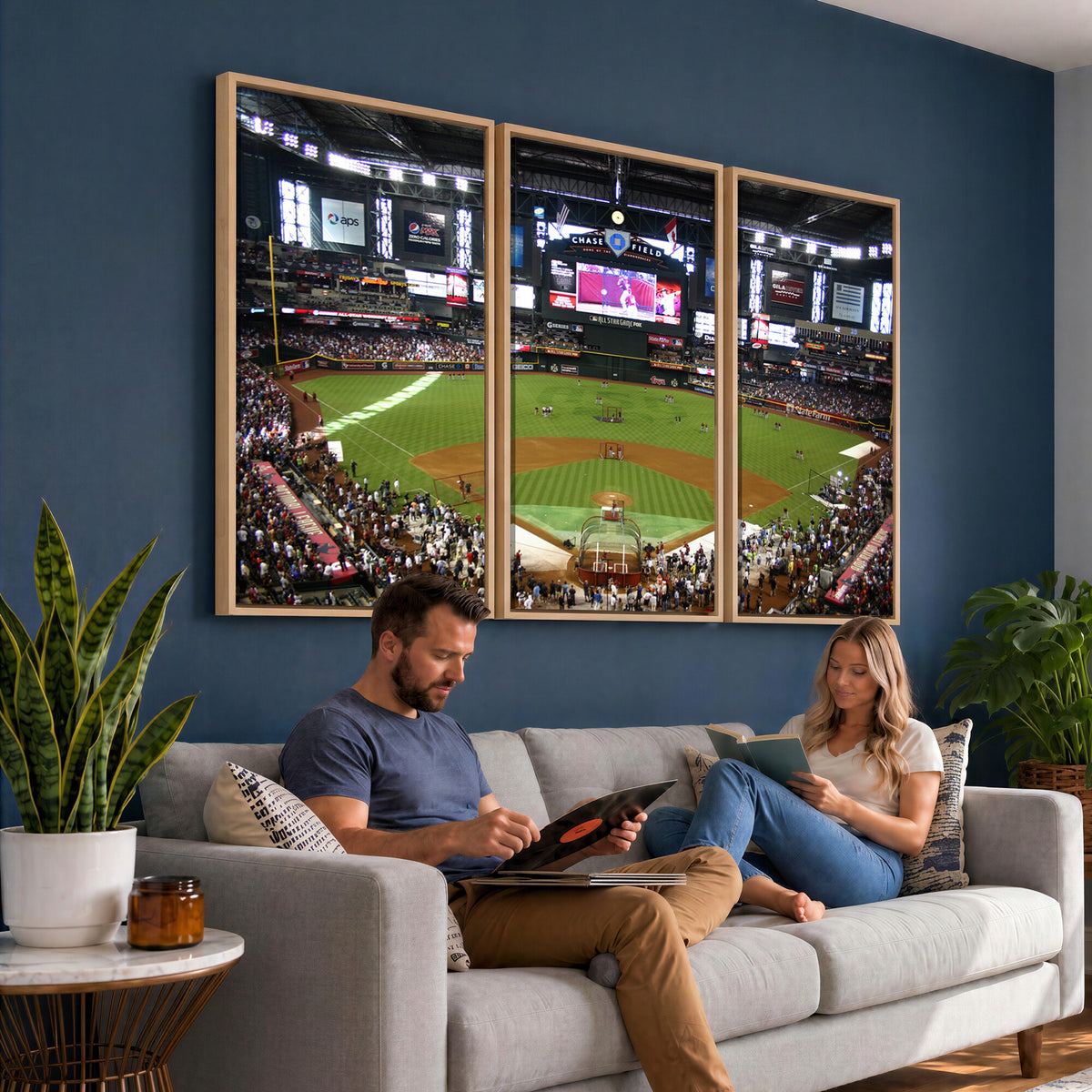91630-MGV-CV-36X24 - Arizona Diamondbacks Baseball Team Print, Phoenix Chase Field Baseball Stadium Wall Art