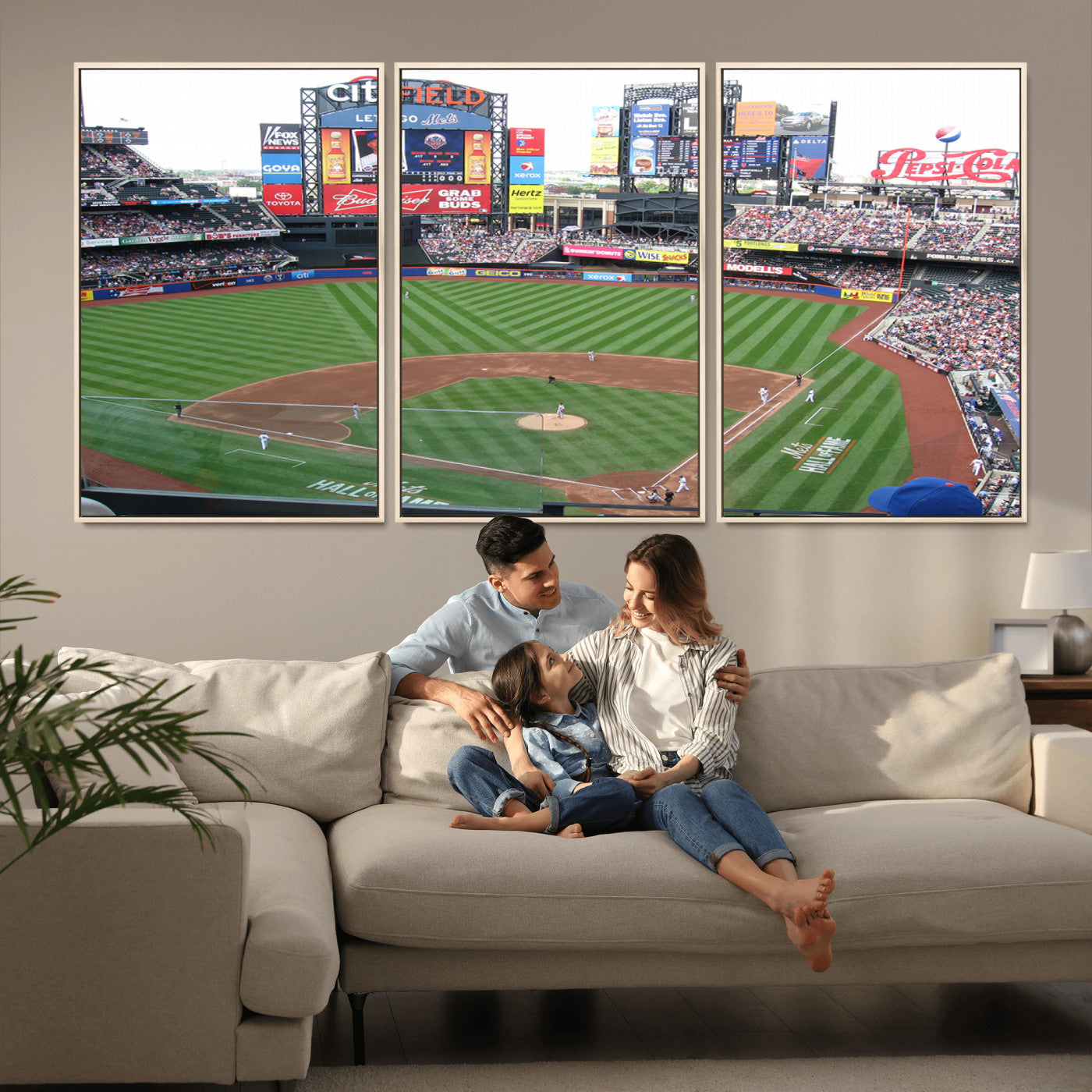 MGV-FC-60X30-3P - New York Mets Baseball Team Print - Citi Field Baseball Stadium Wall Art Canvas Print