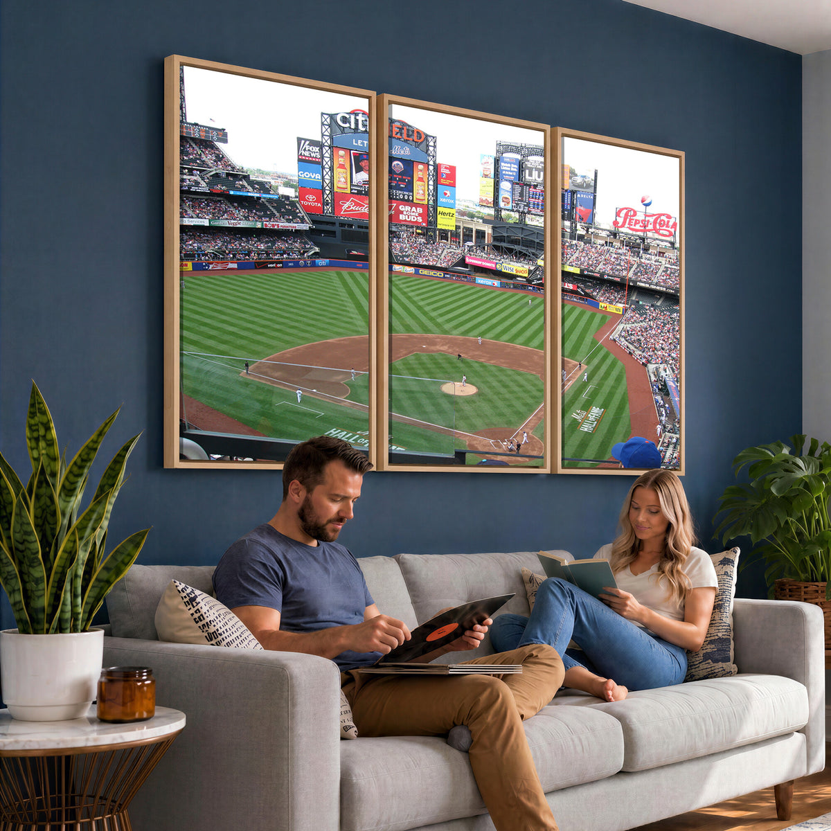 64829-MGV-CV-36X24 - New York Mets Baseball Team Print, Citi Field Baseball Stadium Wall Art