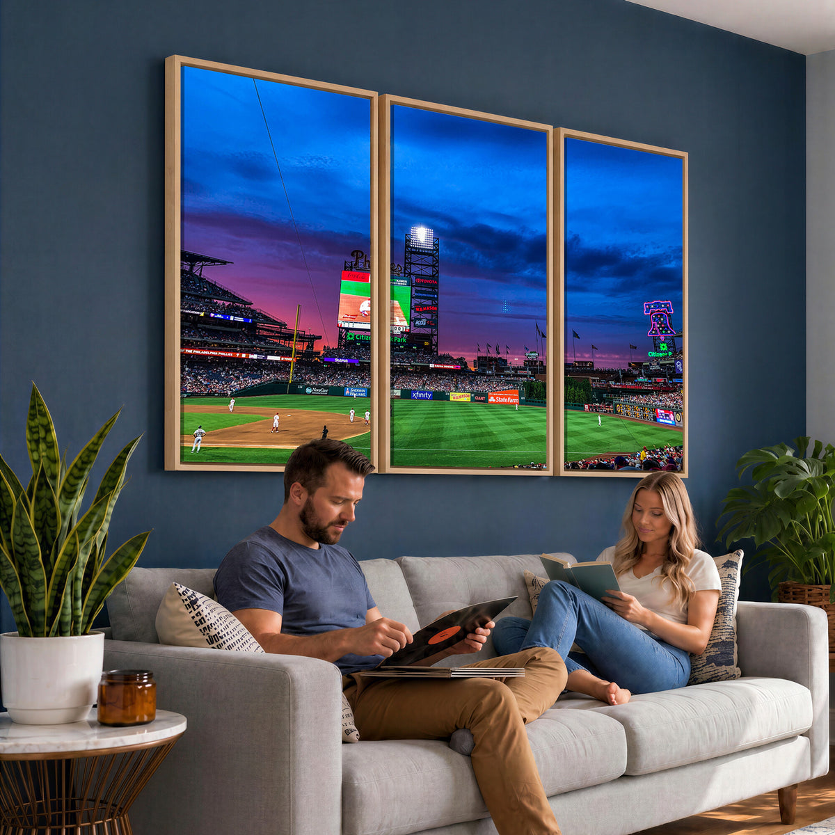 20427-MGV-CV-36X24 - Philadelphia Phillies Baseball Team Print, Citizens Bank Park, Extra Large Game Room Wall Decor