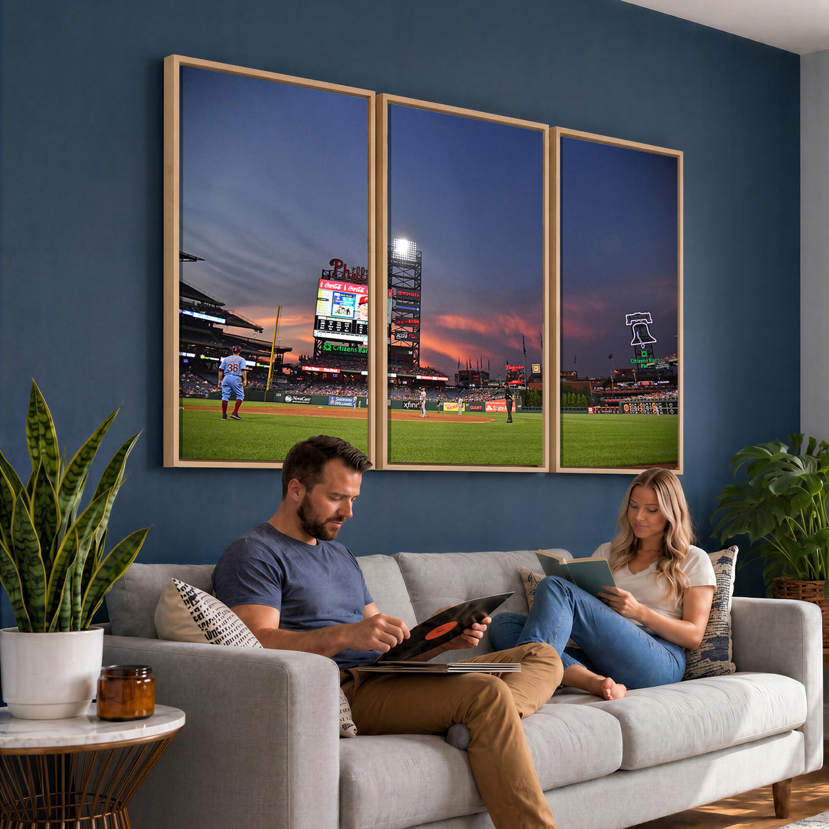 22594-MGV-CV-36X24 - Philadelphia Phillies Baseball Print - Philadelphia Citizens Bank Park Stadium Wall Art, Phillies