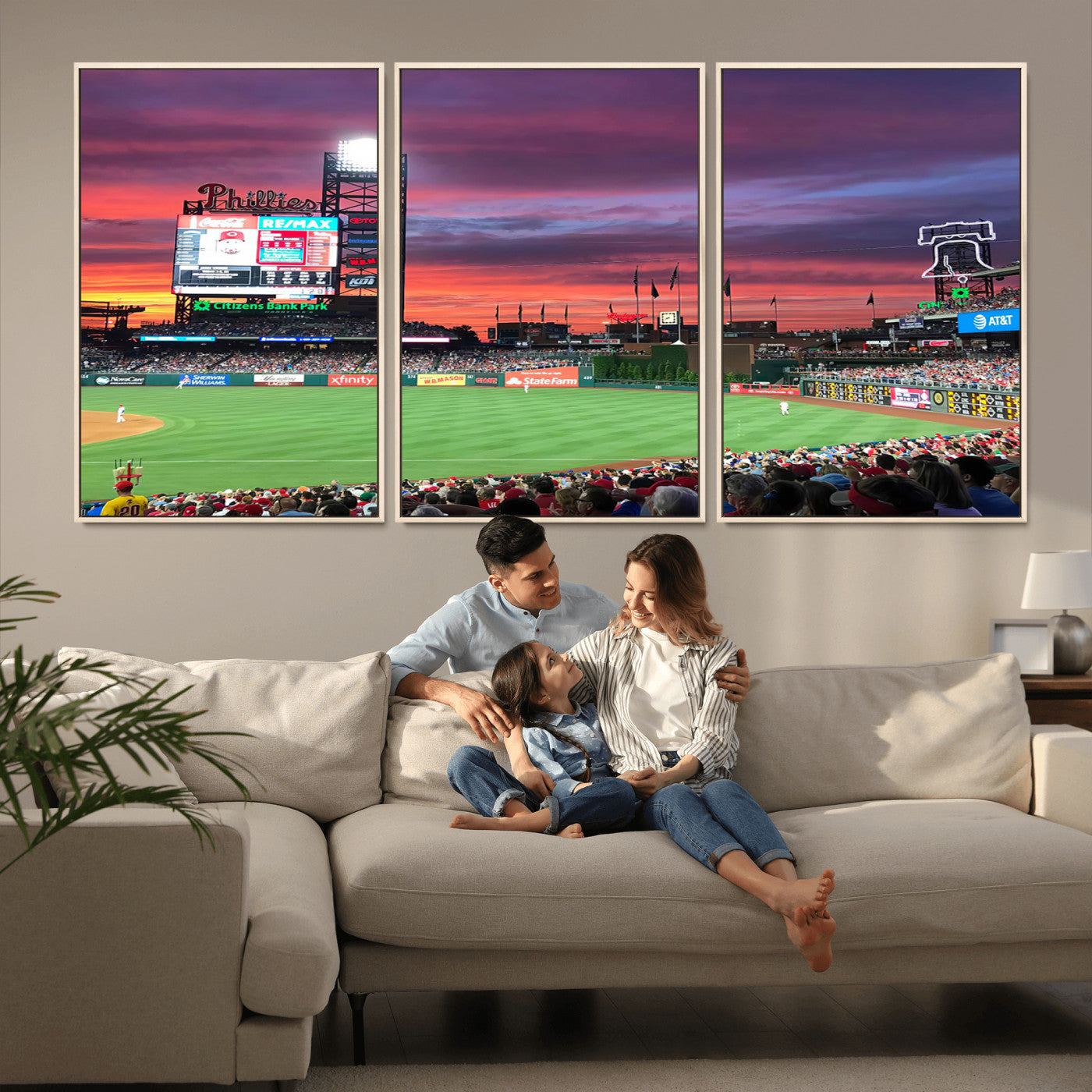MGV-FC-60X30-3P - Philadelphia Phillies Baseball Team Print - Philadelphia Citizens Bank Park Stadium Wall Art Canvas