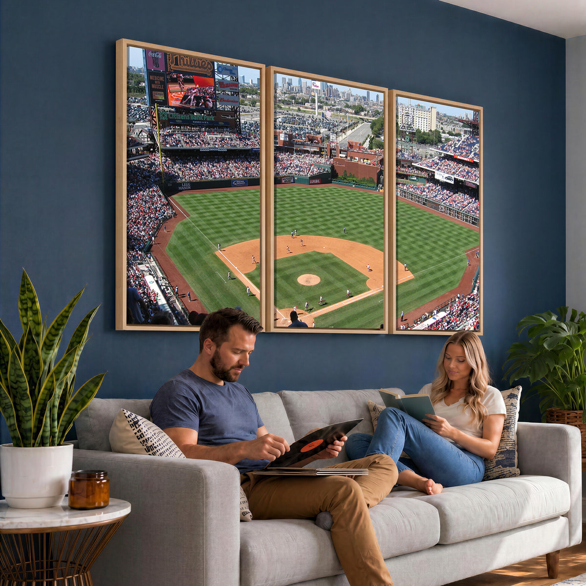 85755-MGV-CV-36X24 - Philadelphia Phillies Baseball Team Print - Philadelphia Citizens Bank Park Stadium Wall Art Canvas