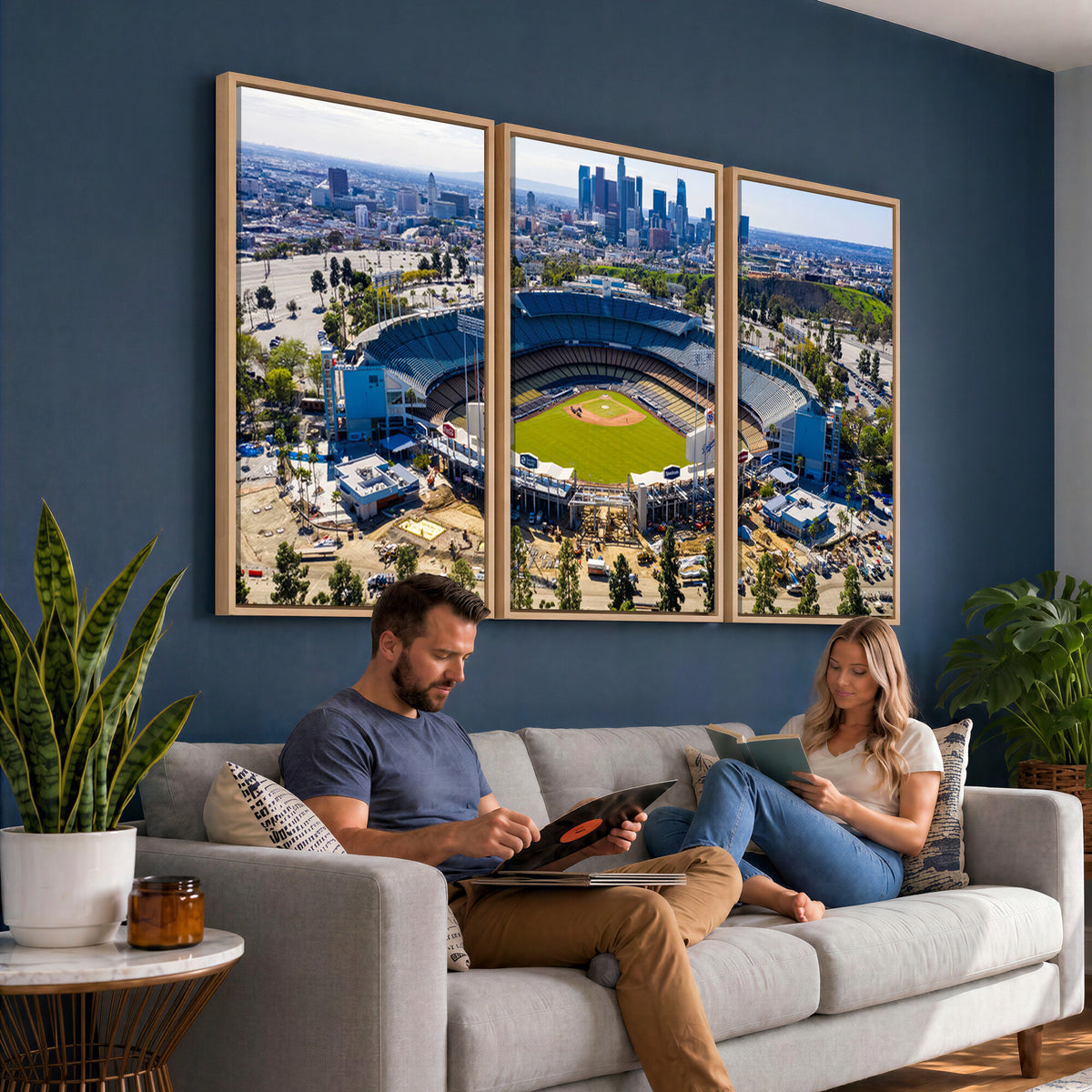58596-MGV-CV-36X24 - Los Angeles Dodgers Dodger Stadium Wall Art Canvas Print, Extra Large Game Room Wall Decor