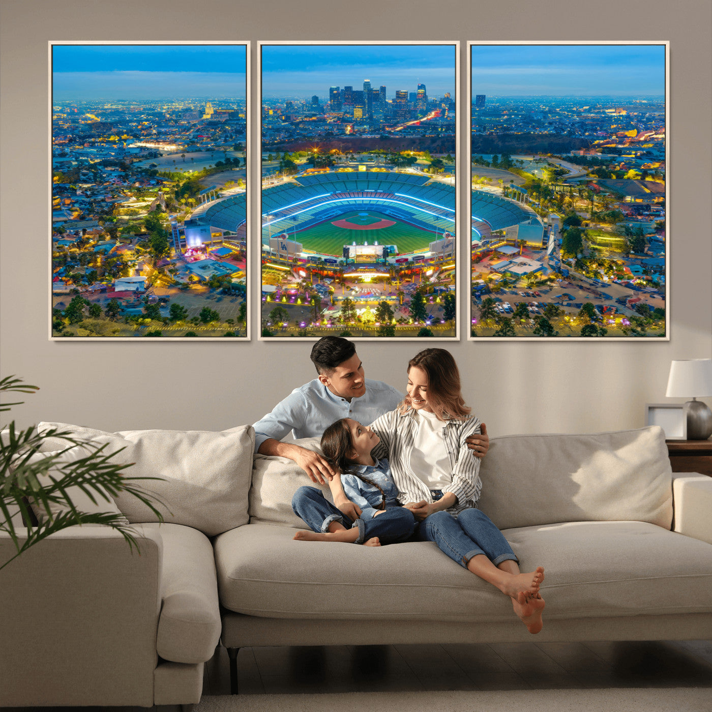 MGV-FC-60X30-3P - Los Angeles Dodgers Wall Art Canvas, Dodger Stadium Wall Art Canvas Print - MLB Baseball Stadium