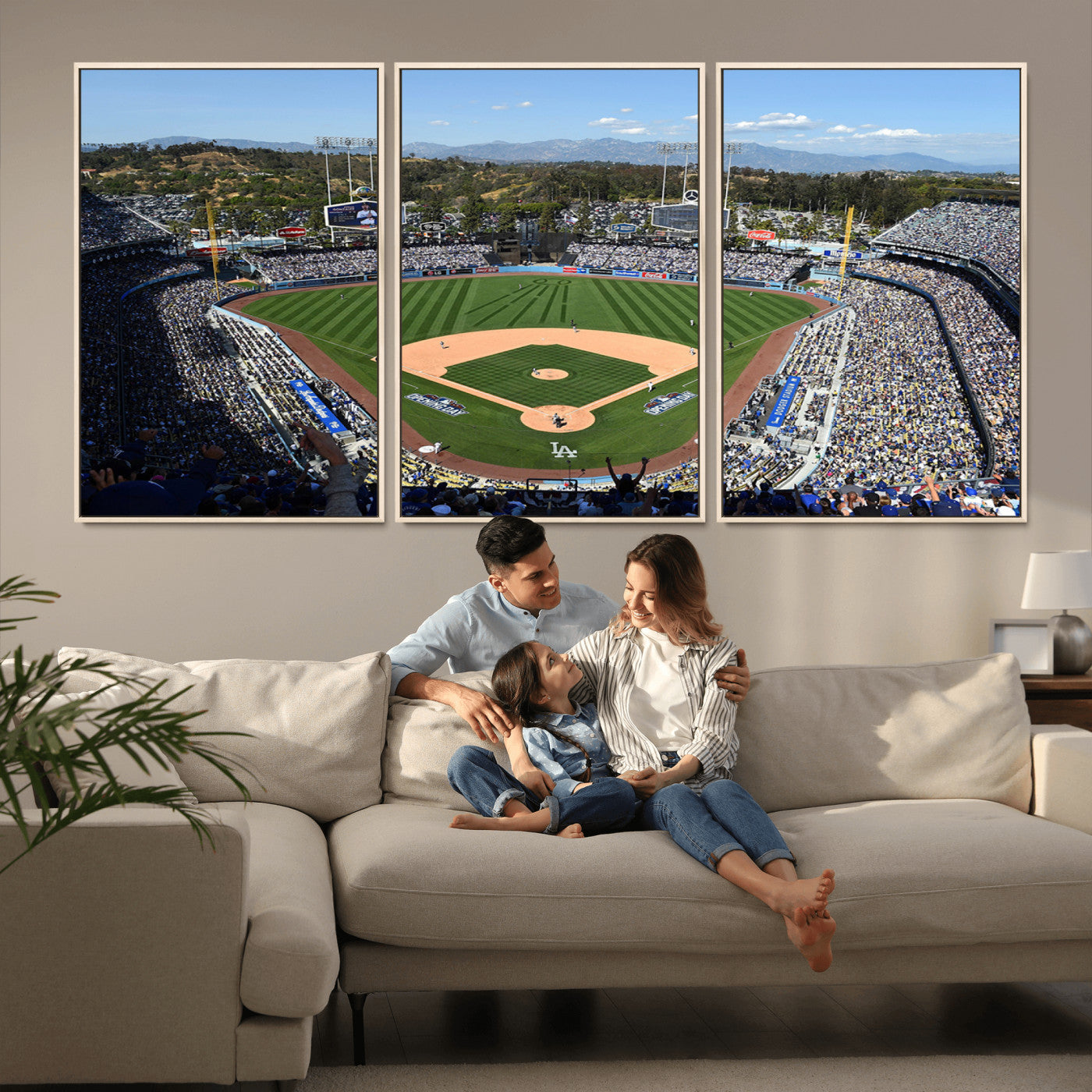 MGV-FC-60X30-3P - Los Angeles Dodgers Dodger Stadium Wall Art Canvas Print - MLB Baseball Stadium Wall Art Canvas
