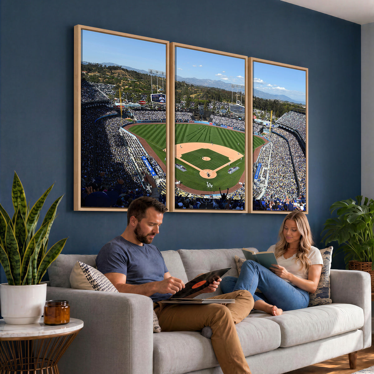 20436-MGV-CV-36X24 - Los Angeles Dodgers Dodger Stadium Wall Art Canvas Print, Framed and Ready to Hang