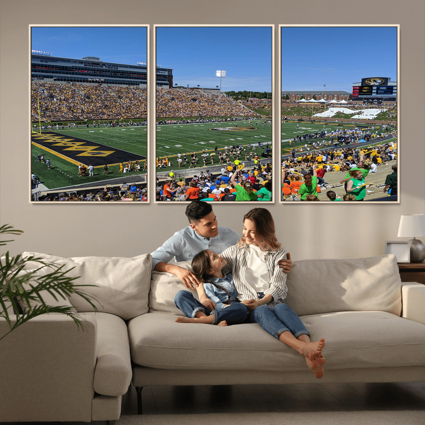 MGV-FC-60X30-3P - University of Missouri Tigers Football Team Print - Columbia Faurot Field Memorial Stadium Wall Art
