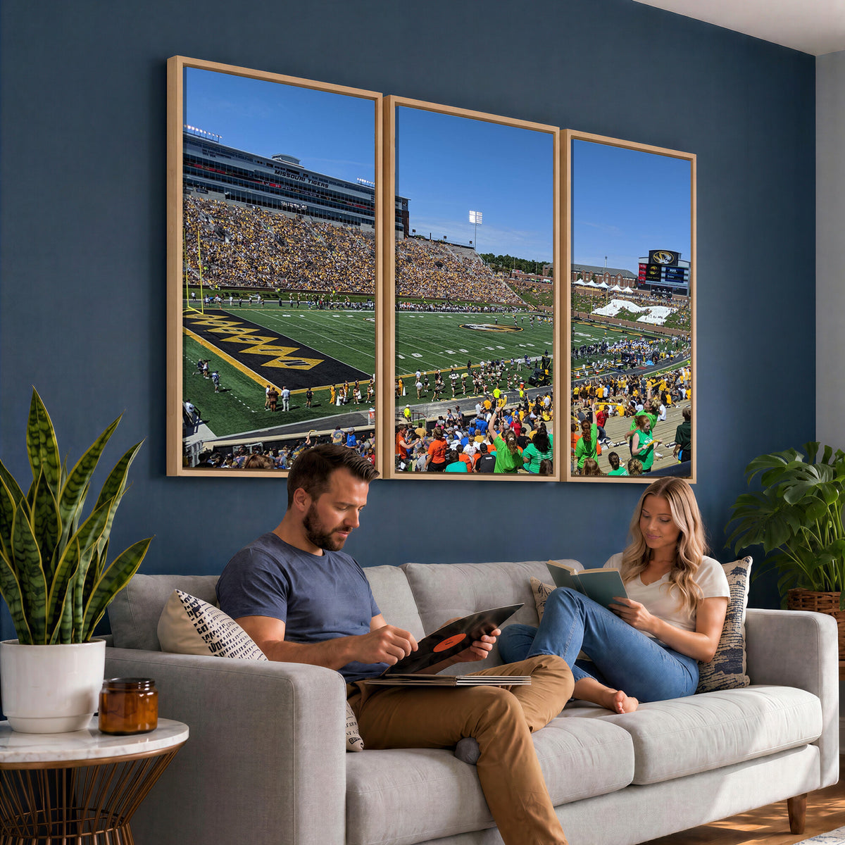 38399-MGV-CV-36X24 - University of Missouri Tigers Football Team Print, Columbia Faurot Field Memorial Stadium Wall Art