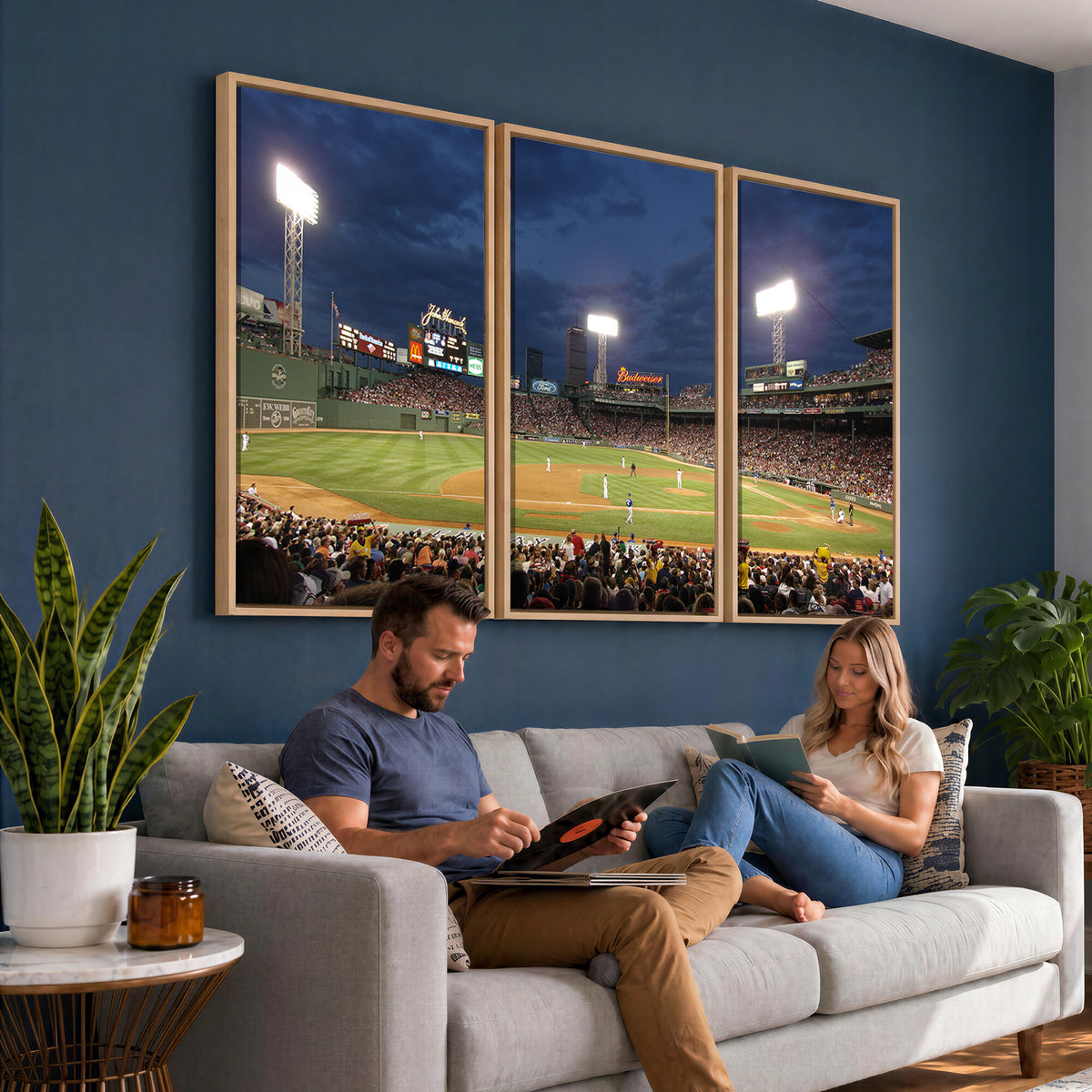 85099-MGV-CV-36X24 - Boston Red Sox Baseball Team Print Canvas, Massachusetts Fenway Park Stadium Wall Art