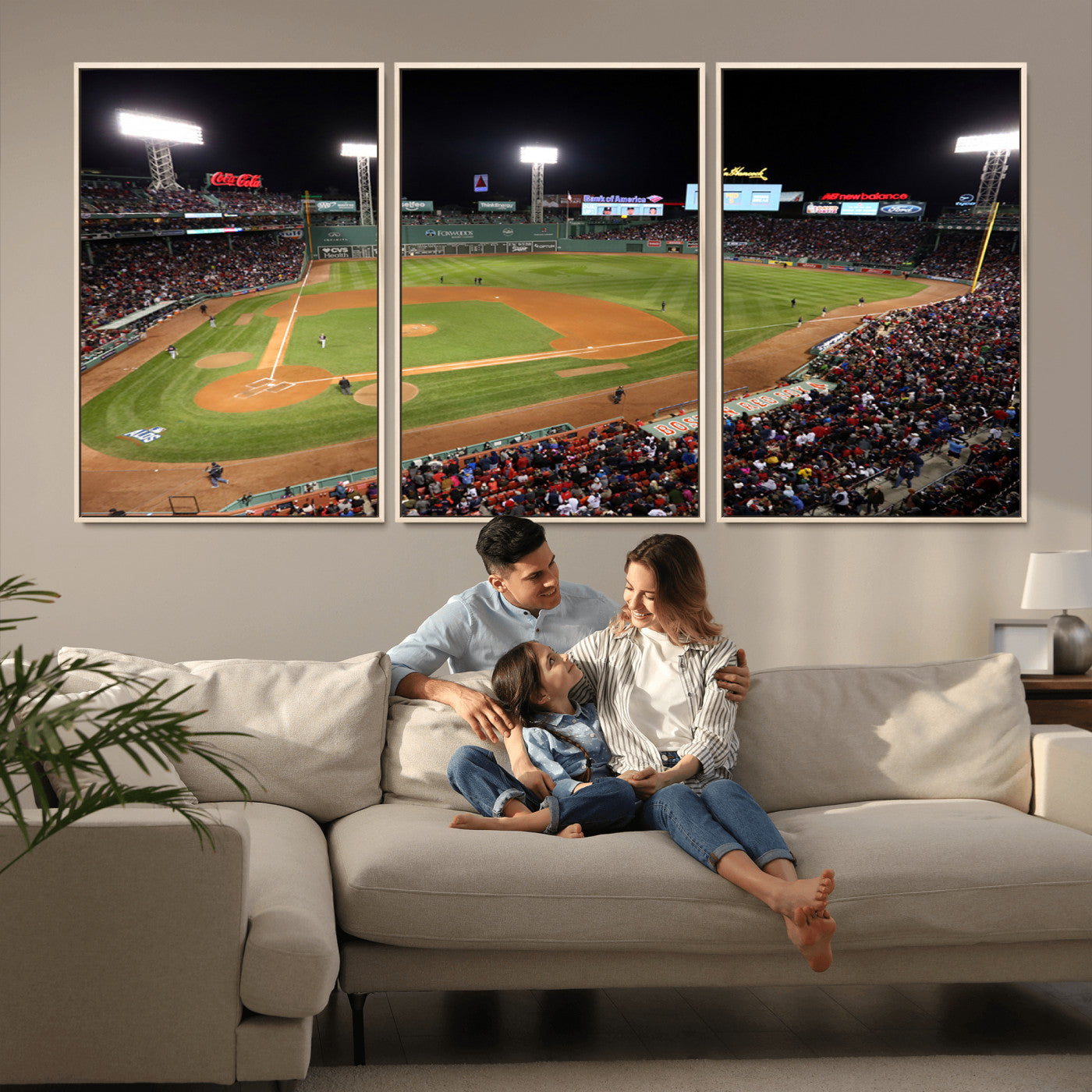 MGV-FC-60X30-3P - Boston Red Sox Baseball Team Print - Massachusetts Fenway Park Stadium Wall Art Canvas Print