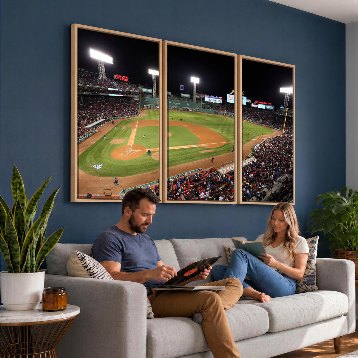 41158-MGV-CV-36X24 - Boston Red Sox Baseball Team Print, Massachusetts Fenway Park Stadium Wall Art