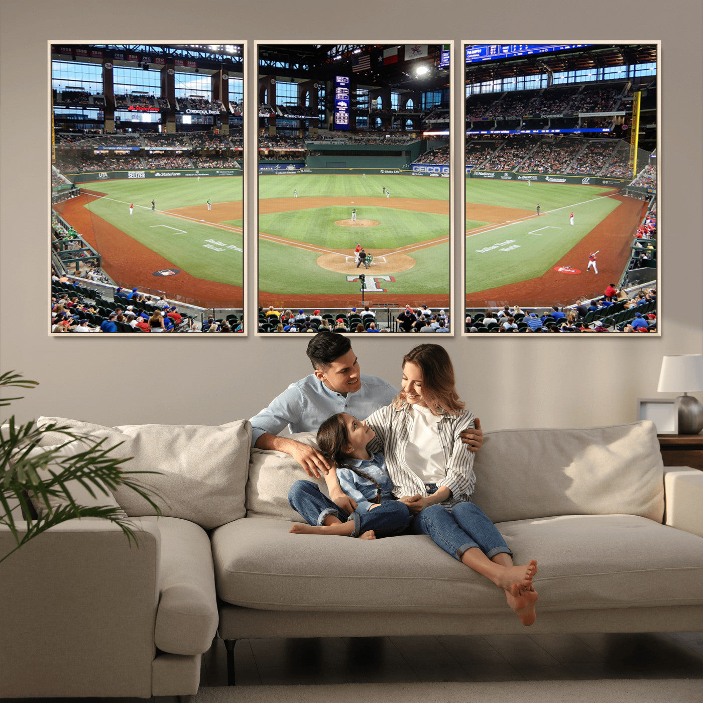 MGV-FC-60X30-3P - Texas Rangers Baseball Team Print - Arlington Globe Life Field Stadium Canvas Print Wall Art