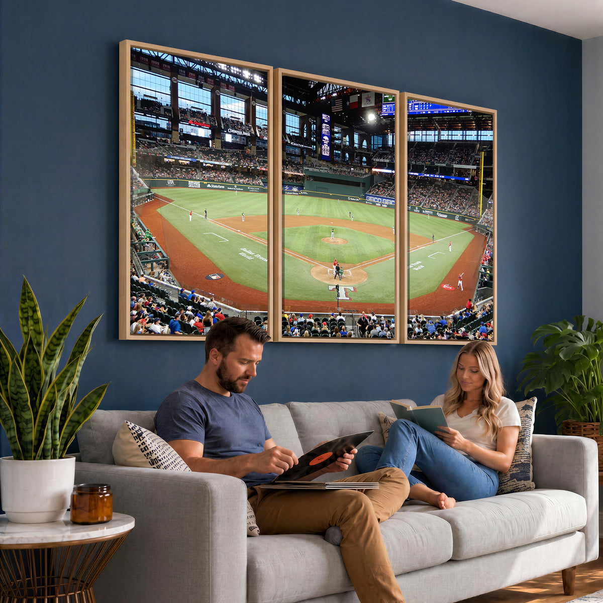 78468-MGV-CV-36X24 - Texas Rangers Baseball Team Print, Arlington Globe Life Field Stadium Wall Art
