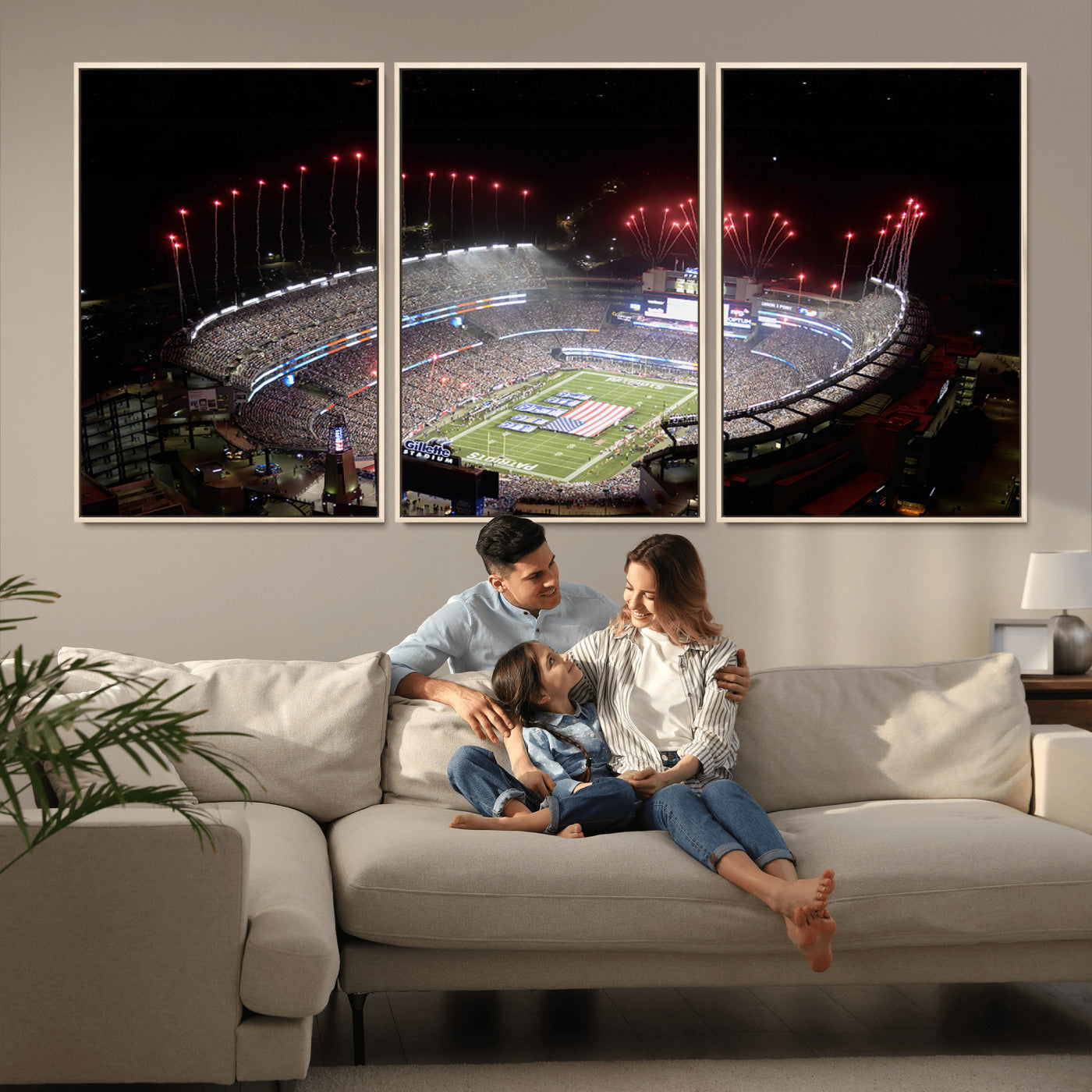 MGV-FC-60X30-3P - New England Patriots Team Print Wall Art- Foxborough Gillette Stadium Wall Art Canvas Print