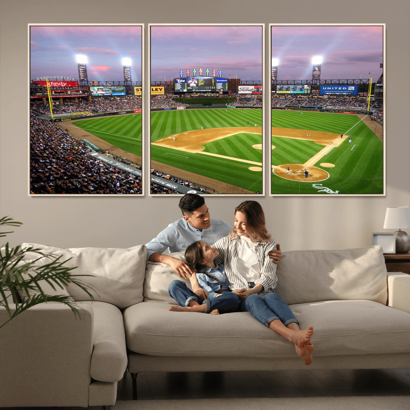MGV-FC-60X30-3P - Chicago White Sox Baseball Team Print Canvas- Guaranteed Rate Field Stadium Wall Art Canvas Print