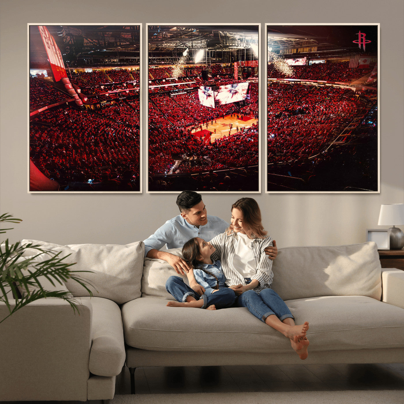 MGV-FC-60X30-3P - Houston Rockets Basketball Team Print Canvas- Houston Toyota Center Stadium Wall Art Canvas Print