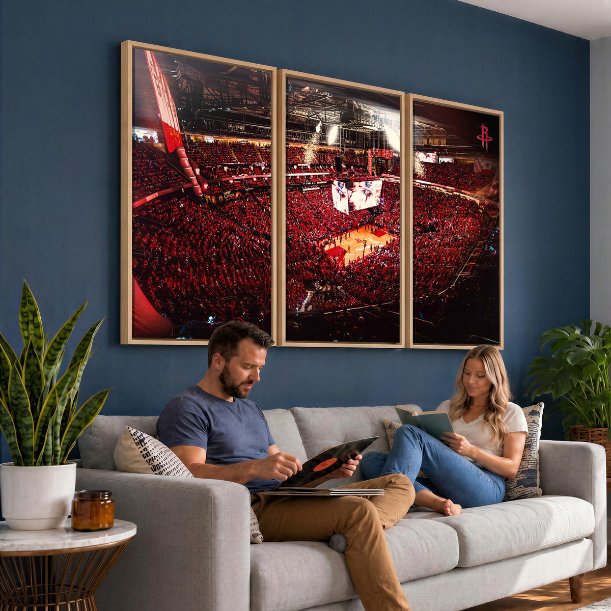 91527-MGV-CV-36X24 - Houston Rockets Basketball Team Print Canvas, Houston Toyota Center Arena Wall Art