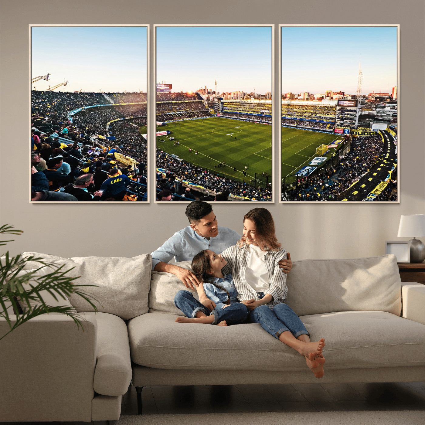 MGV-FC-60X30-3P - Boca Juniors Soccer Team Print - Buenos Aires Bombonera Stadium Wall Art Canvas Print