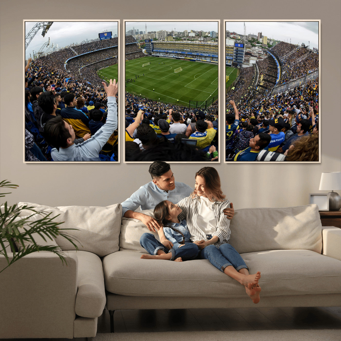 MGV-FC-60X30-3P - Boca Juniors Soccer Team Print - Buenos Aires Bombonera Stadium Wall Art Canvas Print