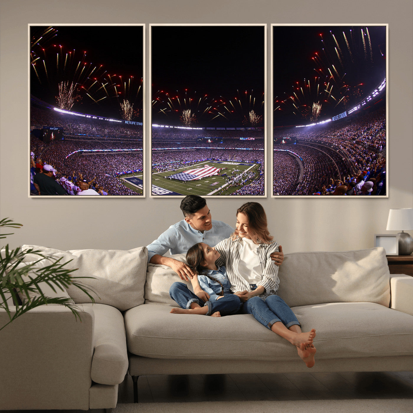 MGV-FC-60X30-3P - New York Giants Football Team Print - East Rutherford MetLife Stadium Wall Art Canvas Print