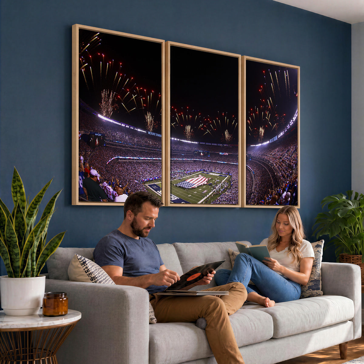 56360-MGV-CV-36X24 - New York Giants Football Team Print, East Rutherford MetLife Stadium Wall Art