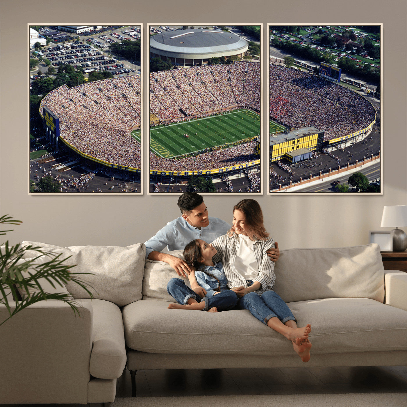 MGV-FC-60X30-3P - Michigan Wolverines Football Team Print - Ann Arbor Michigan Stadium Print, Michigan Wolverines