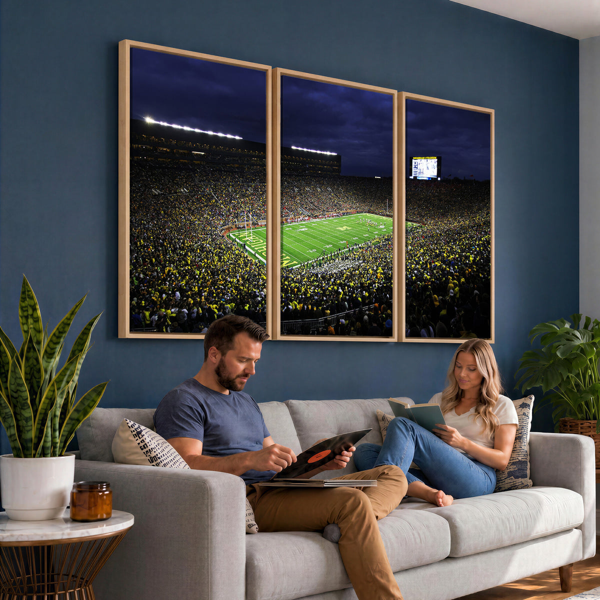 15448-MGV-CV-36X24 - Michigan Wolverines Football Canvas Wall Decor, Football Team Print, Ann Arbor Michigan Stadium