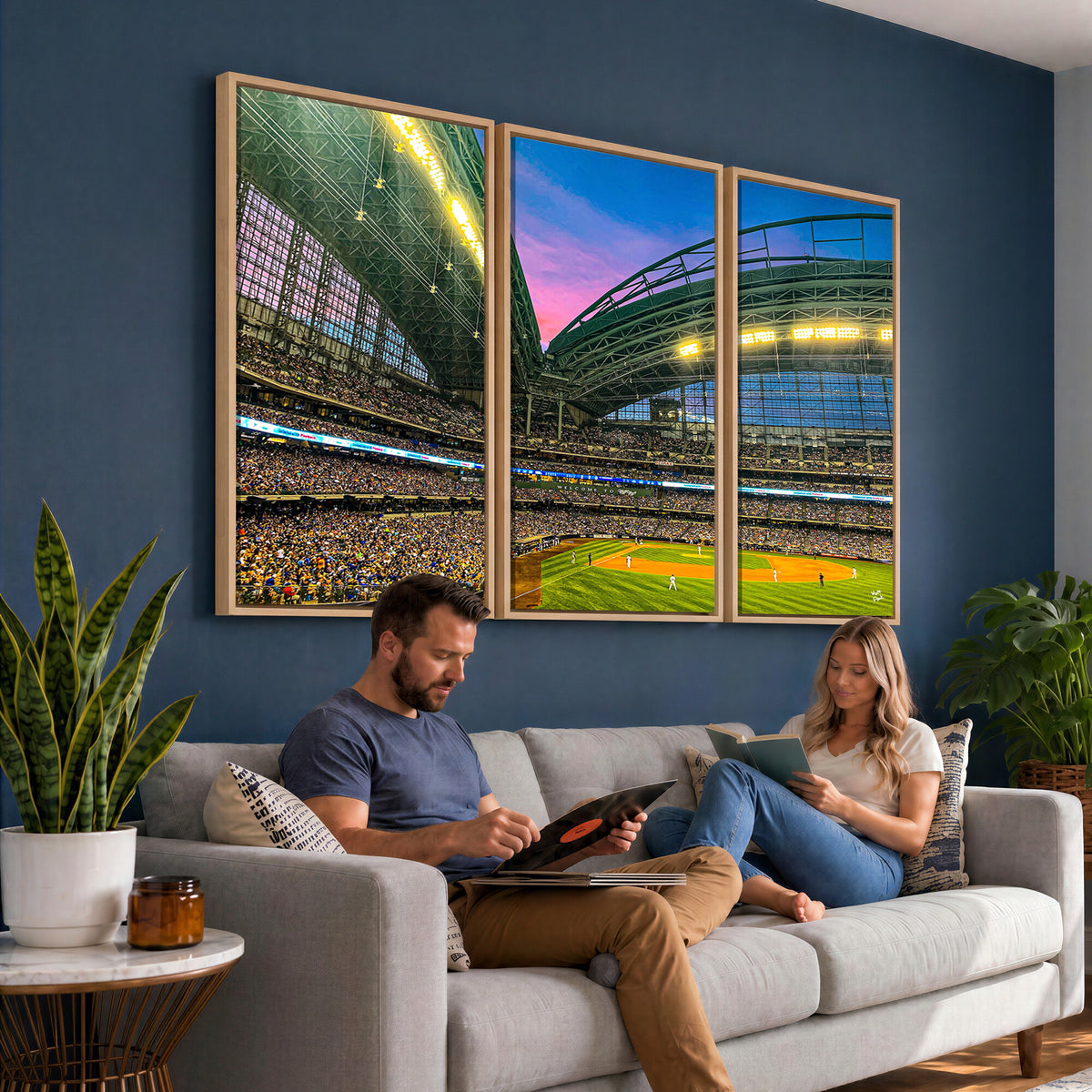 17006-MGV-CV-36X24 - Milwaukee Brewers Baseball Team Print Canvas, American Family Field Stadium Wall Art