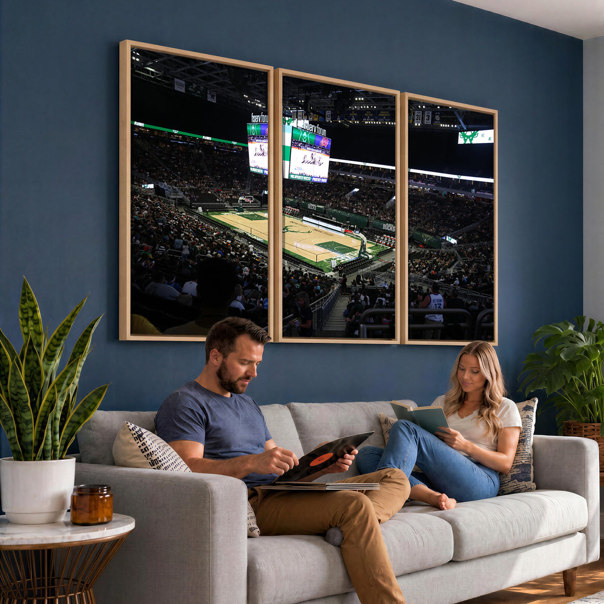 69882-MGV-CV-36X24 - Milwaukee Bucks Basketball Print, Fiserv Forum Stadium Wall Art