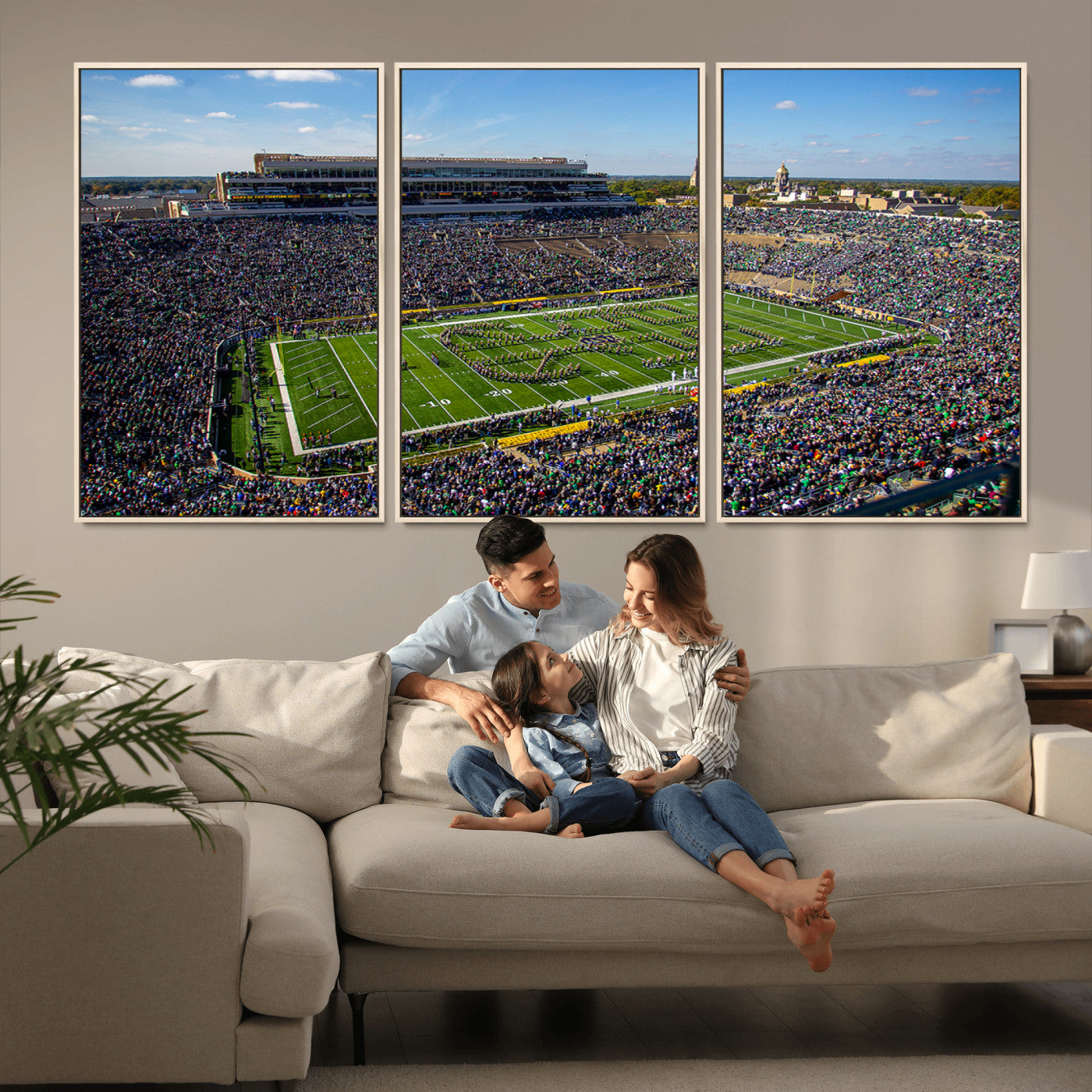 MGV-FC-60X30-3P - Notre Dame Fighting Irish Football Team Print - Notre Dame Stadium Wall Art Canvas Print