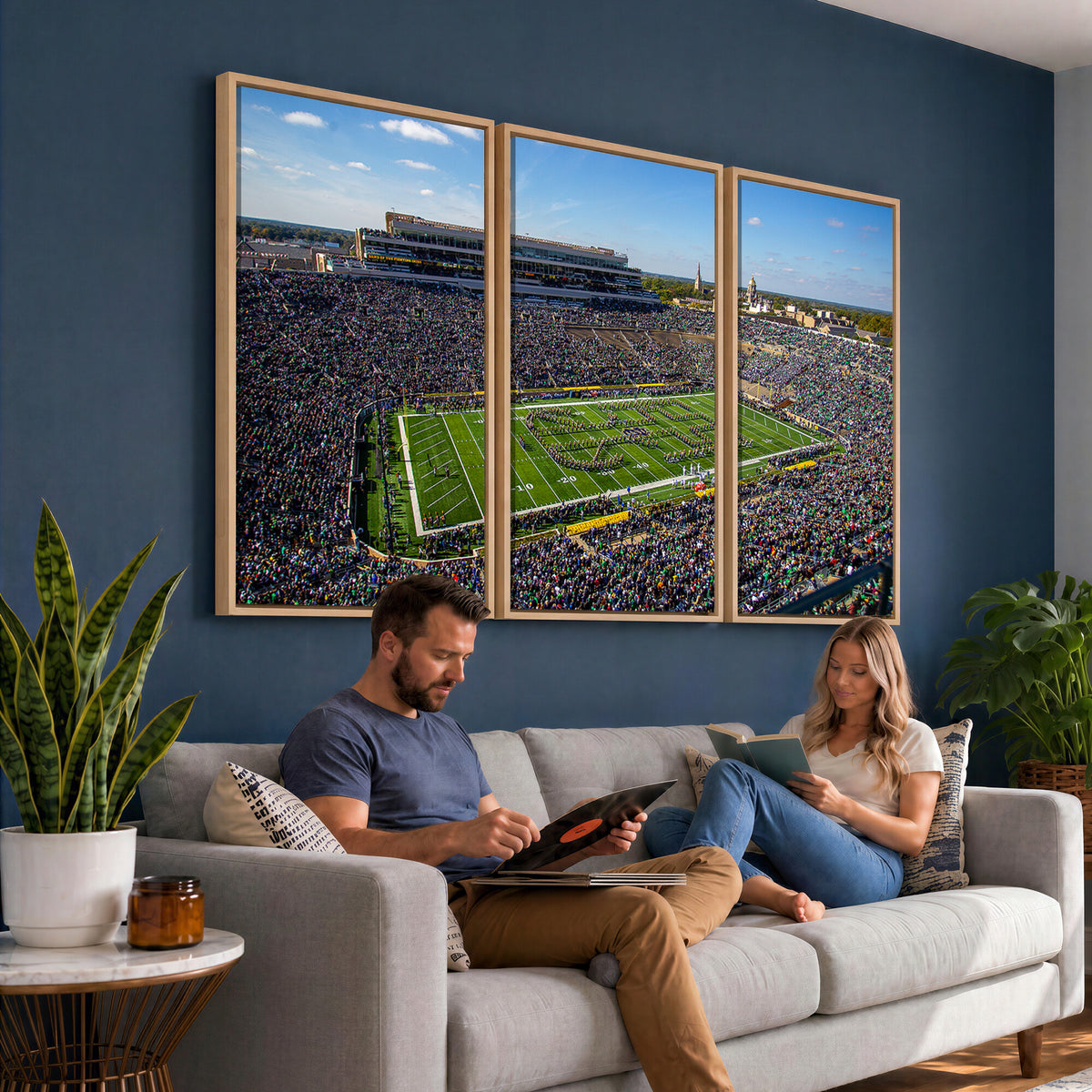 50114-MGV-CV-36X24 - Notre Dame Fighting Irish Football Team Print, Notre Dame Stadium Wall Art
