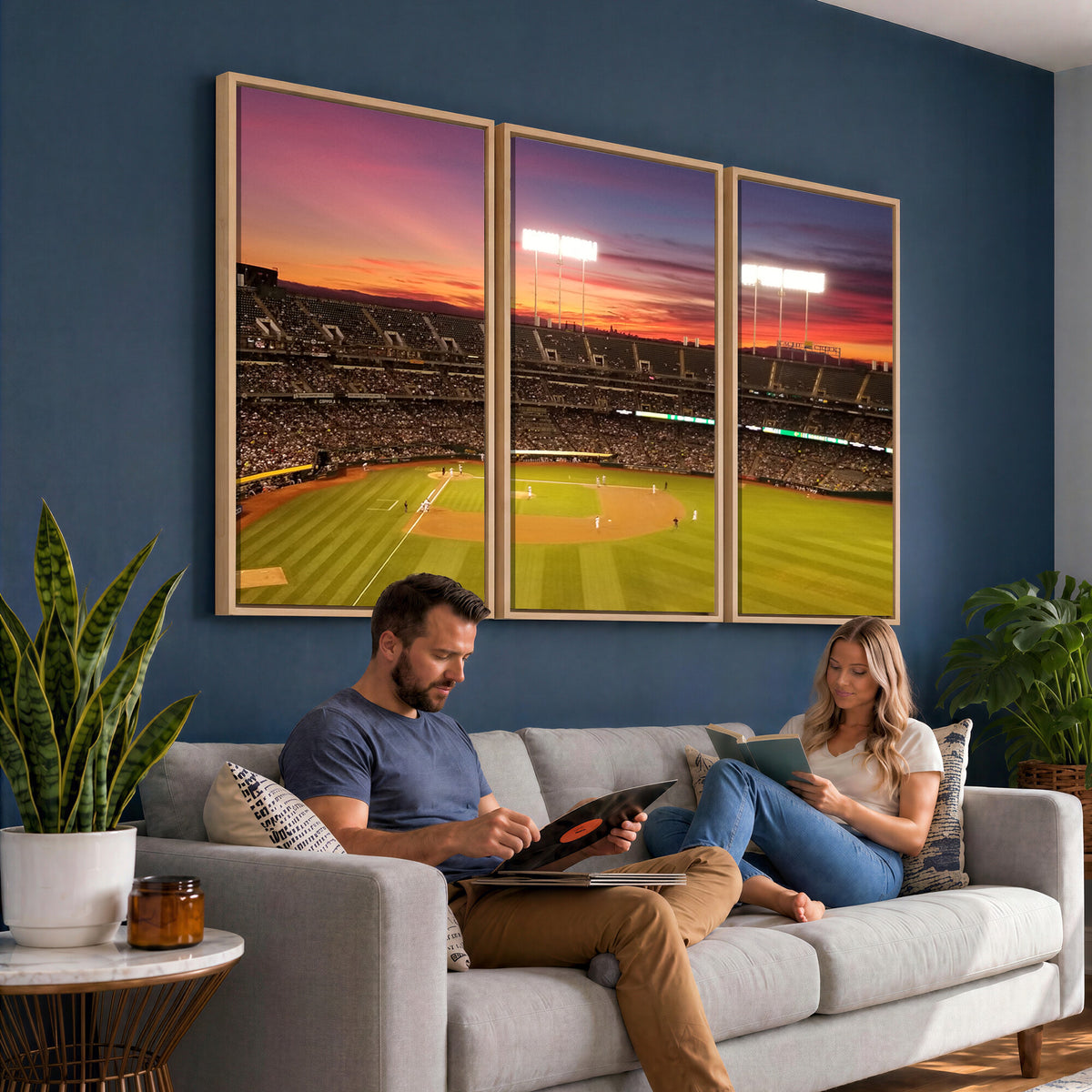 73718-MGV-CV-36X24 - Oakland Athletics Baseball Team Print, Oakland Coliseum