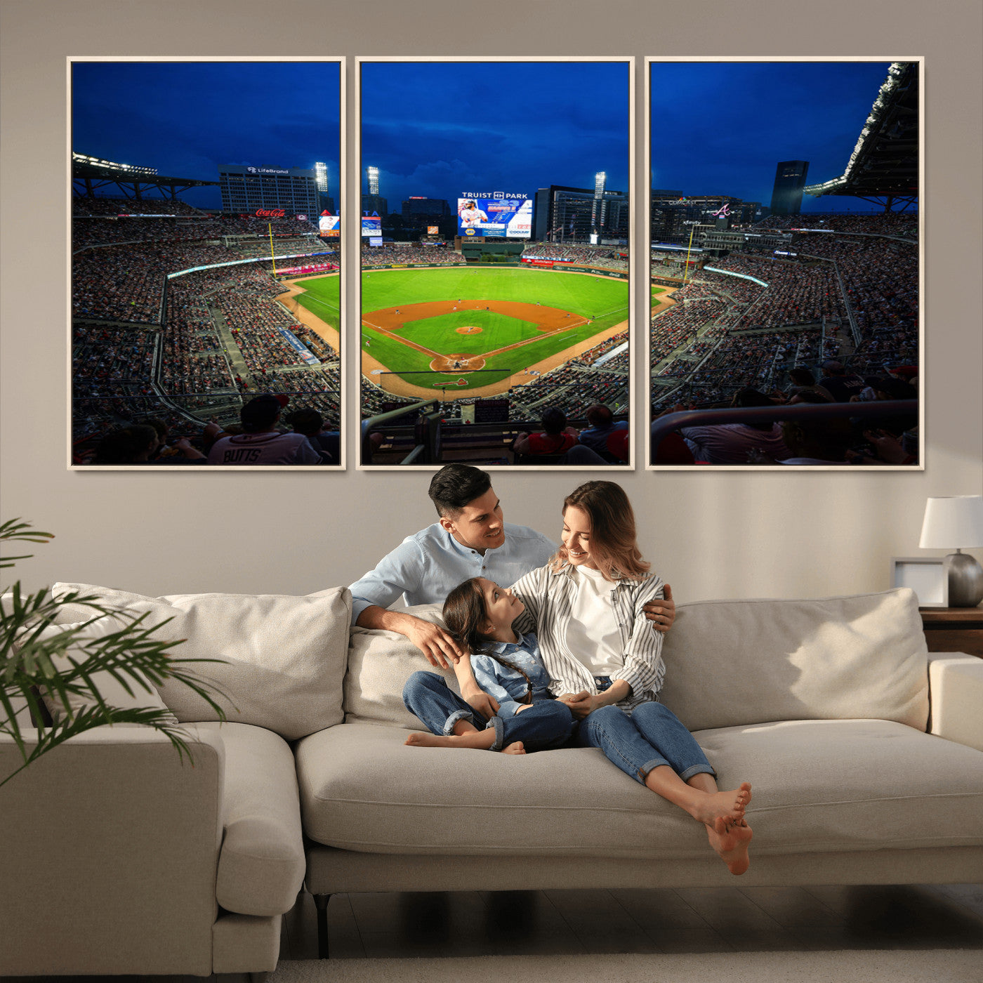 MGV-FC-60X30-3P - Truist Park Night Game Canvas Art - Atlanta Braves Stadium Wall Art Canvas