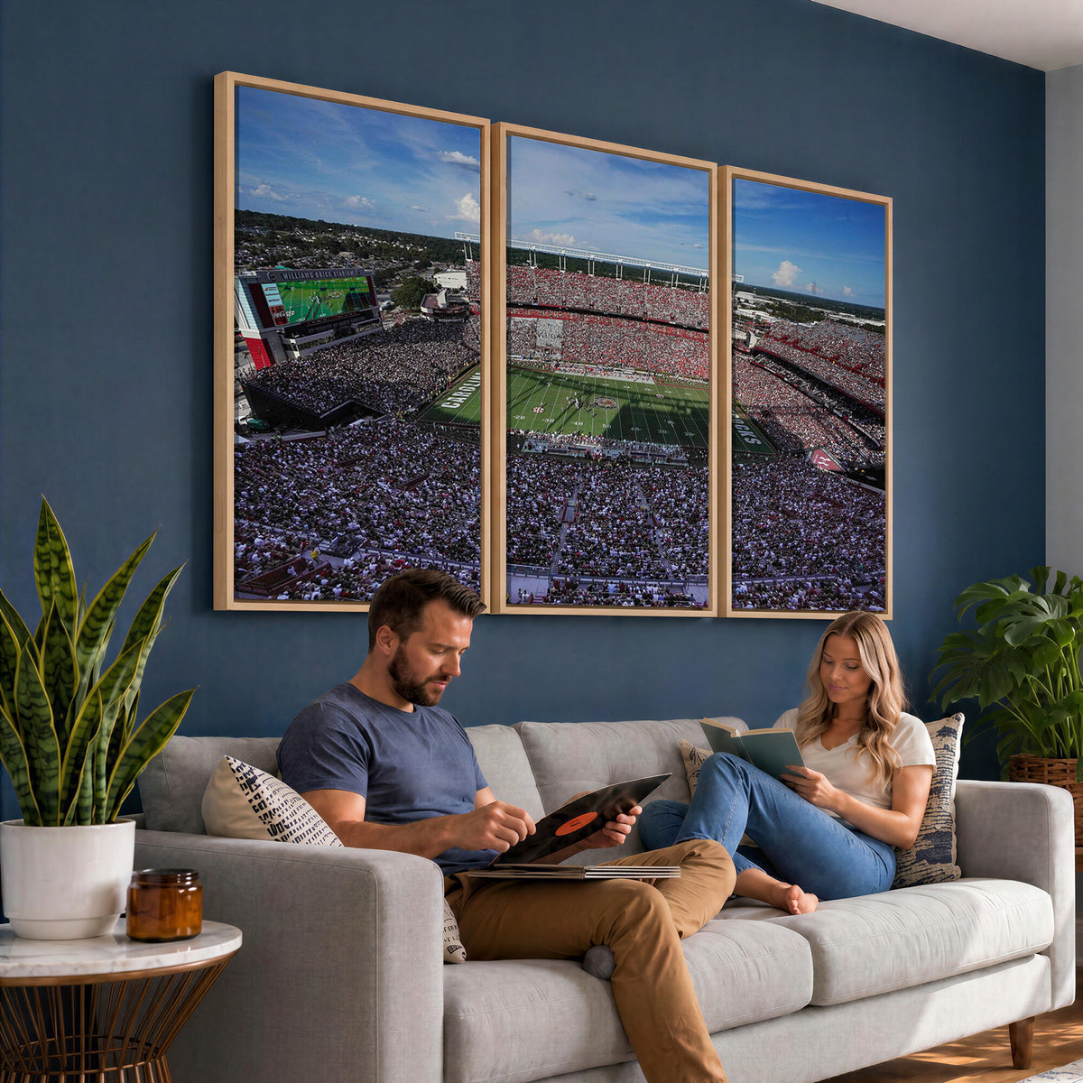 83382-MGV-CV-36X24 - South Carolina Gamecocks Football Team Print, Columbia Williams-Brice Stadium Wall Art