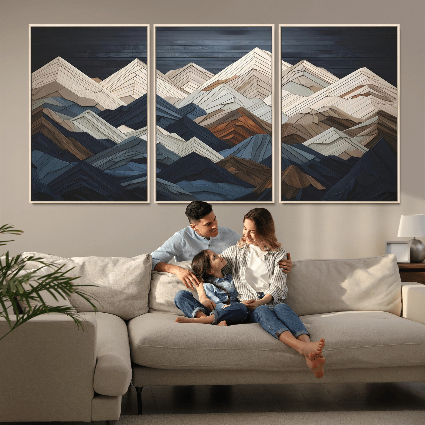 MGV-FC-60X30-3P - Wood Mountain Wall Art | Mountain Canvas Print Wood Decor | Ready to Hang for Cabin Decor
