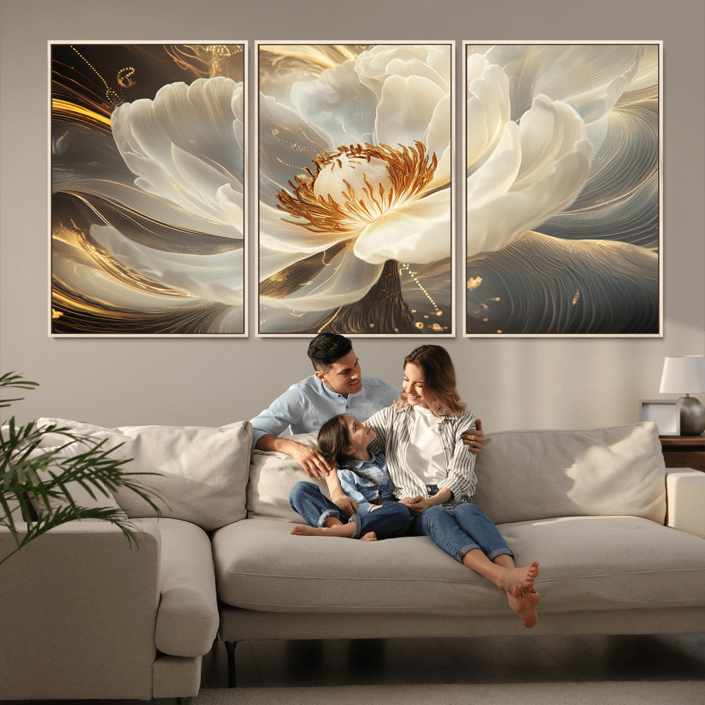 MGV-FC-60X30-3P - Abstract Floral Wall Art Canvas Print