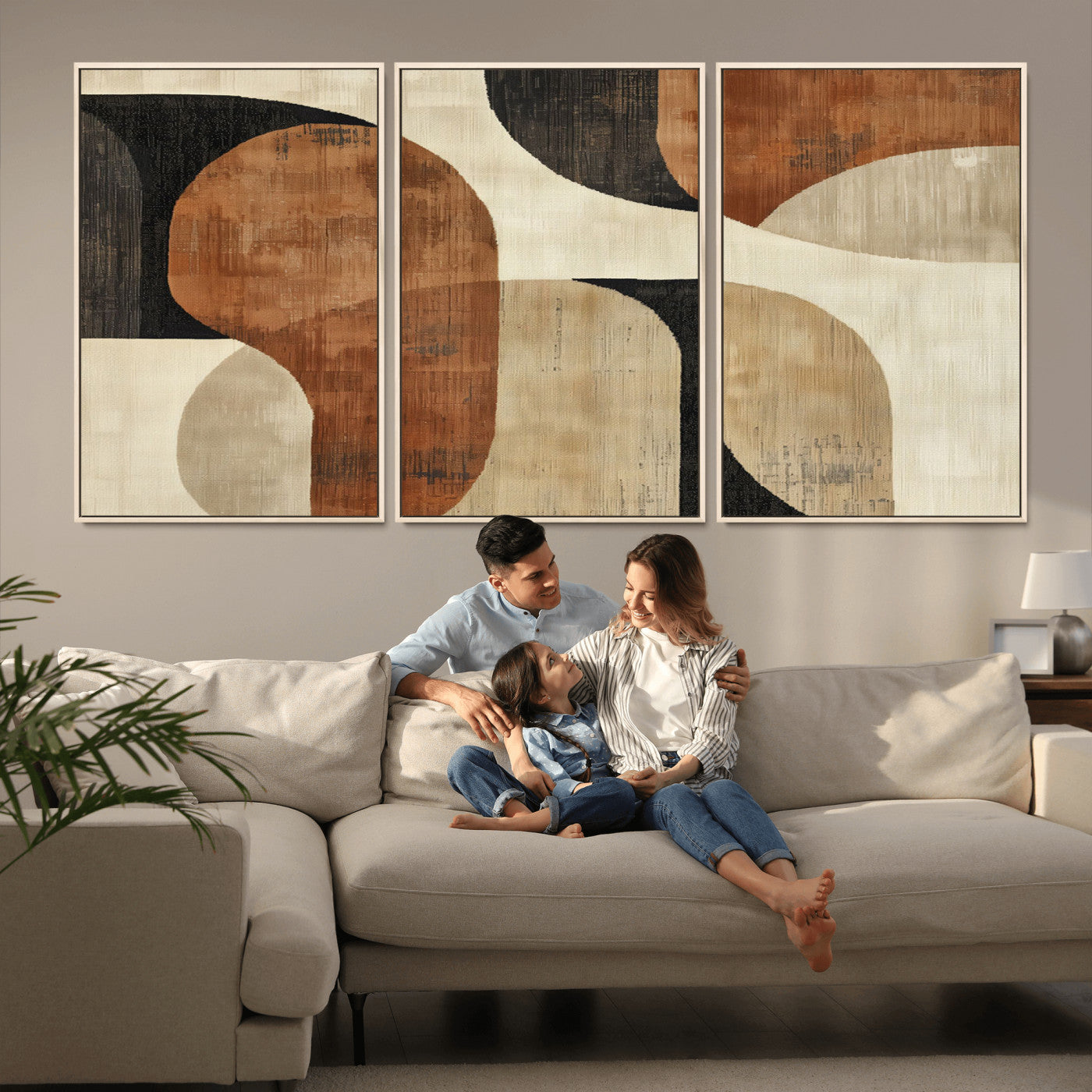 MGV-FC-60X30-3P - Wabi Sabi Abstract Wall Art Canvas Print | Large Minimalist Modern Geometric Wall Decor for Living