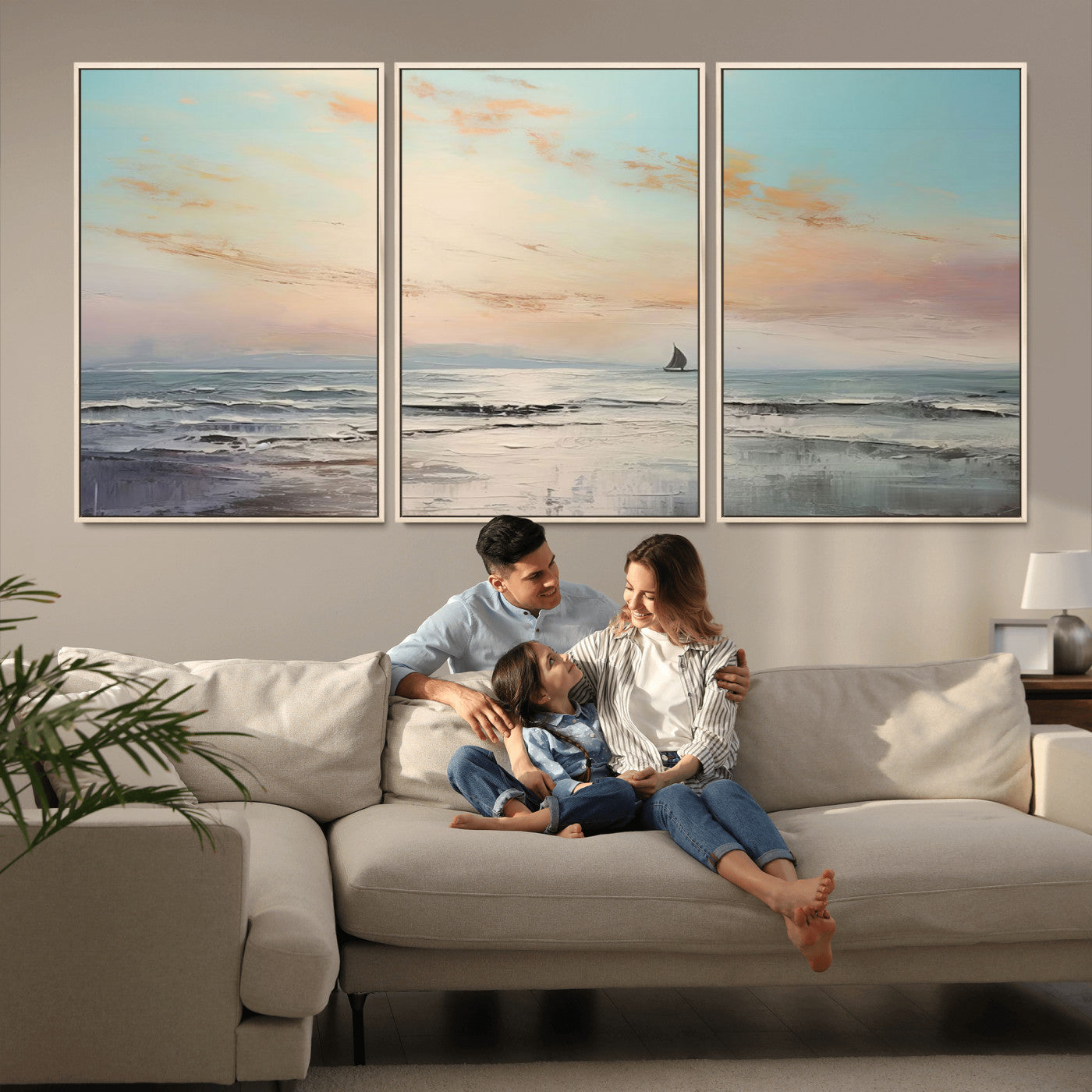 MGV-FC-60X30-3P - Abstract Ocean Wall Art -  Boat Wall Art Canvas Print