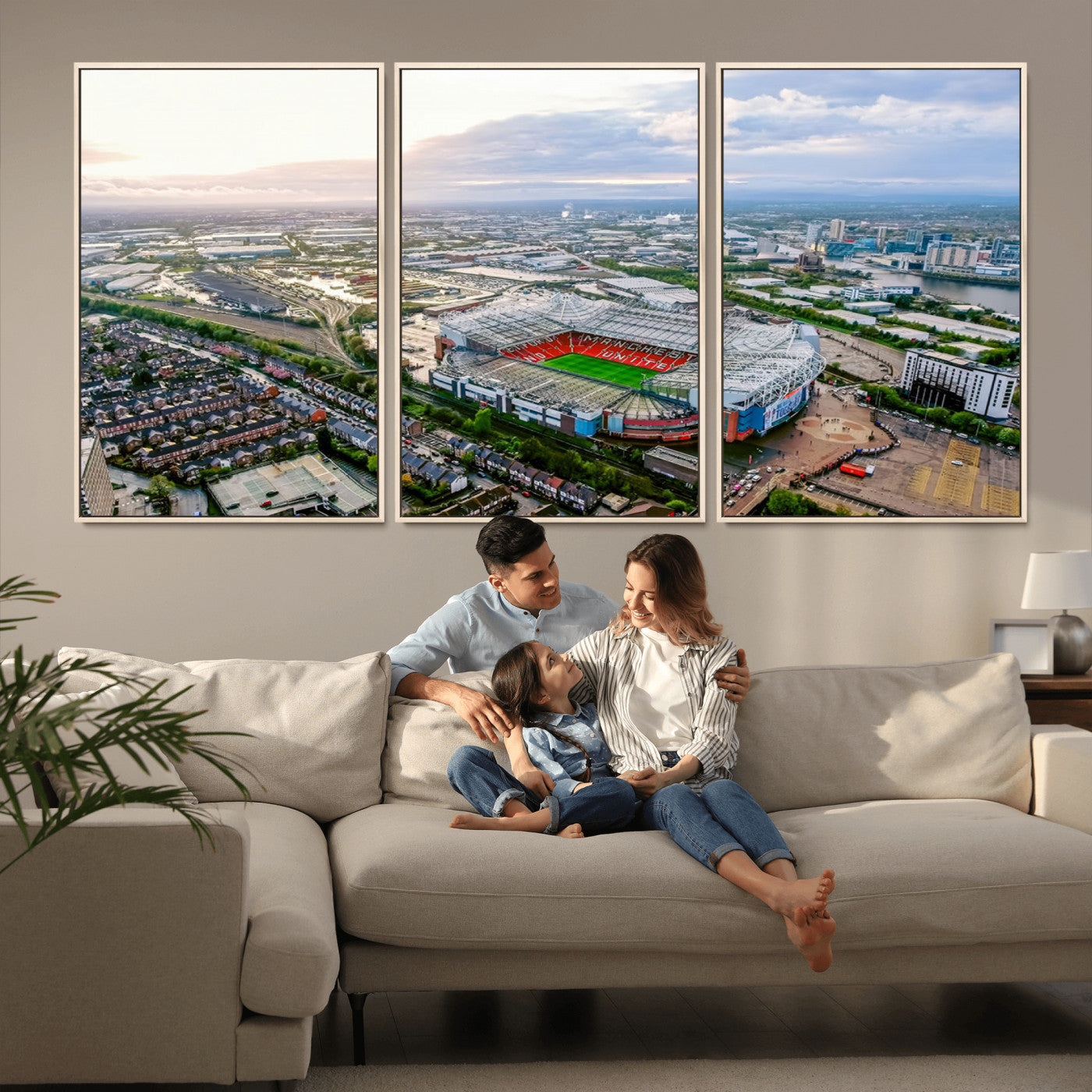 MGV-FC-60X30-3P - Old Trafford Manchester United Stadium Wall Art Canvas Print - Aerial View Stadium, Old Trafford