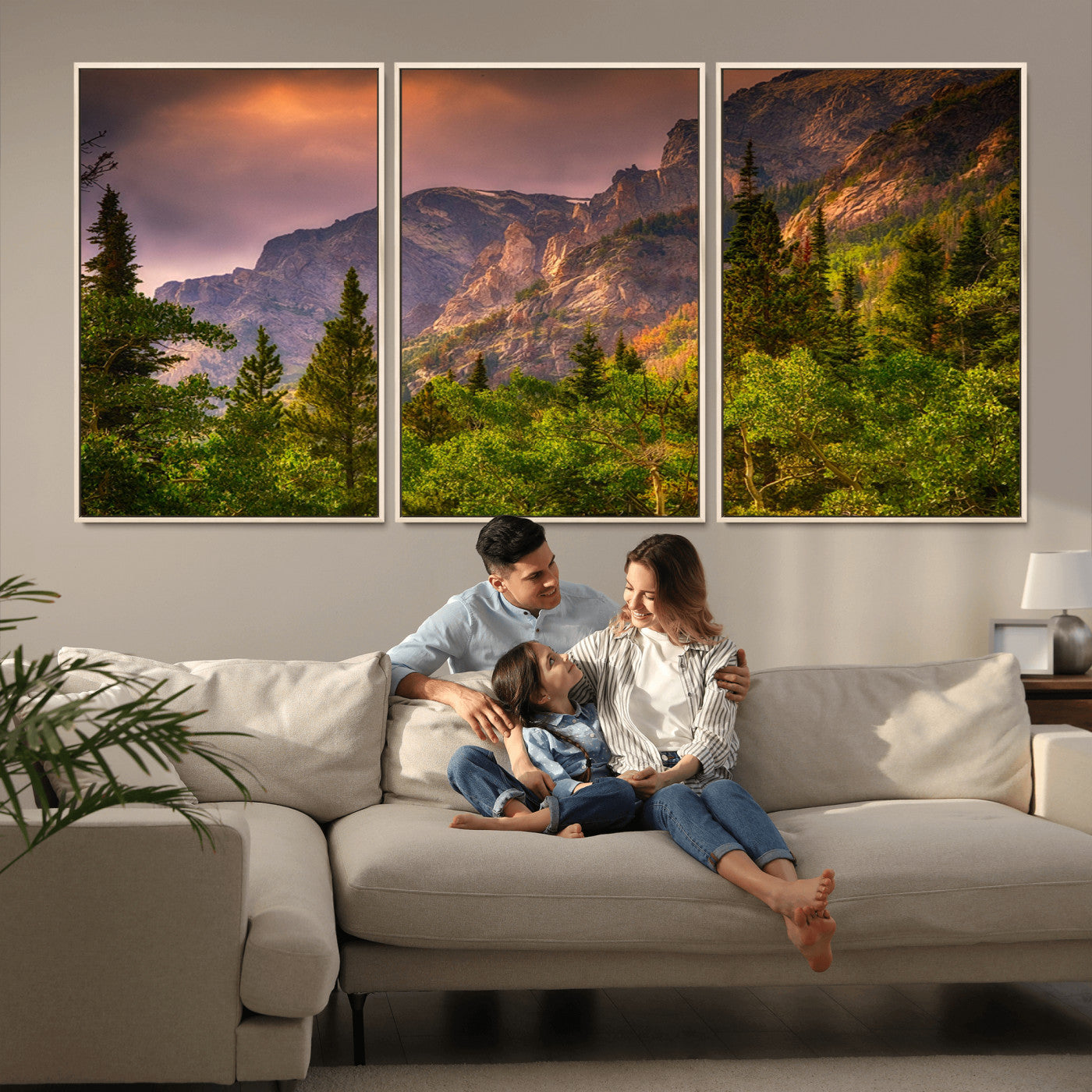 MGV-FC-60X30-3P - Colorado Rockies Mountains Wall Art Canvas Print | Ready to Hang  Framed Mountain Landscape