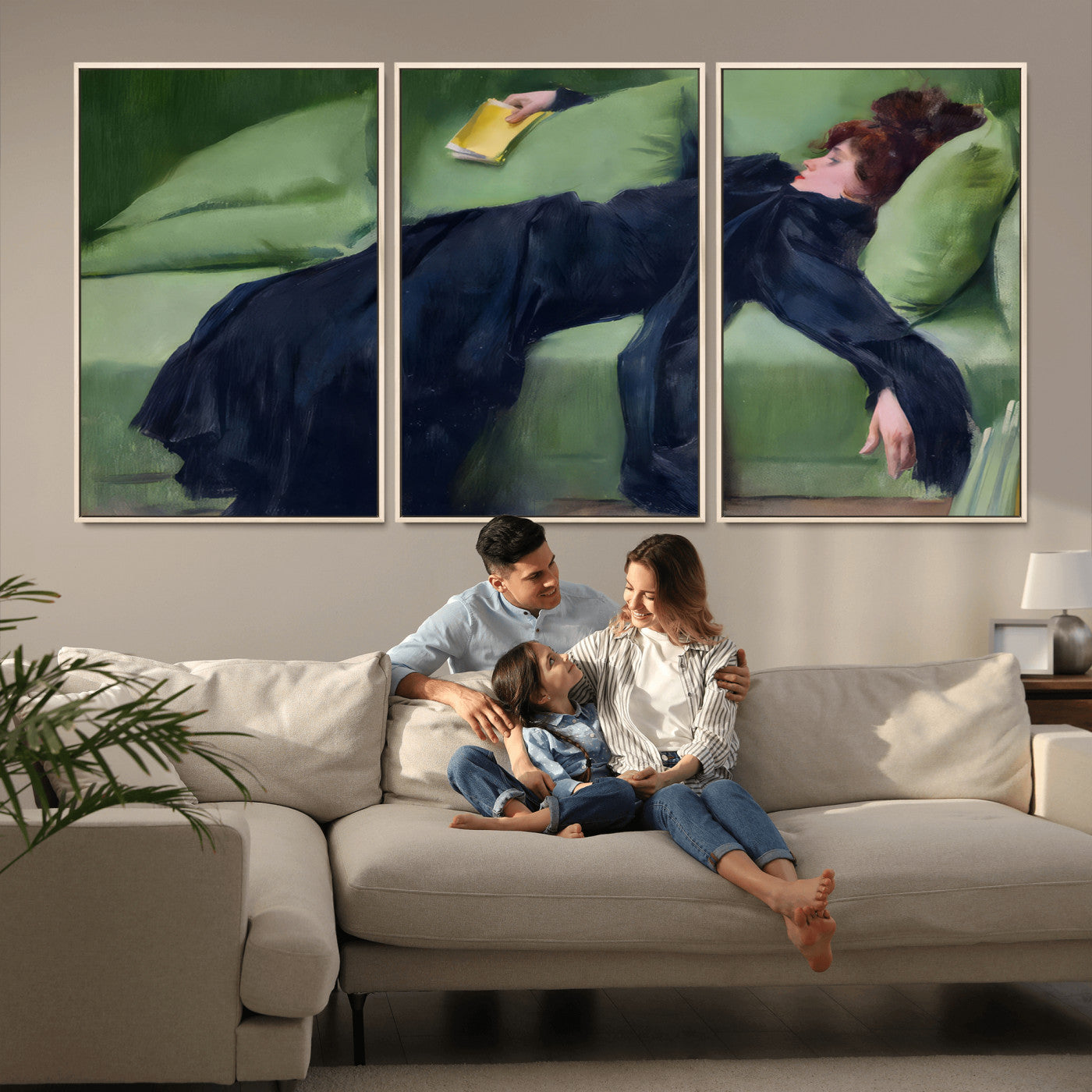 17725-MGV-FC-60X30-3P_Natural-Decadent Girl by Ramon Casas Wall Art Canvas Print, Framed Decadent Girl Canvas Print